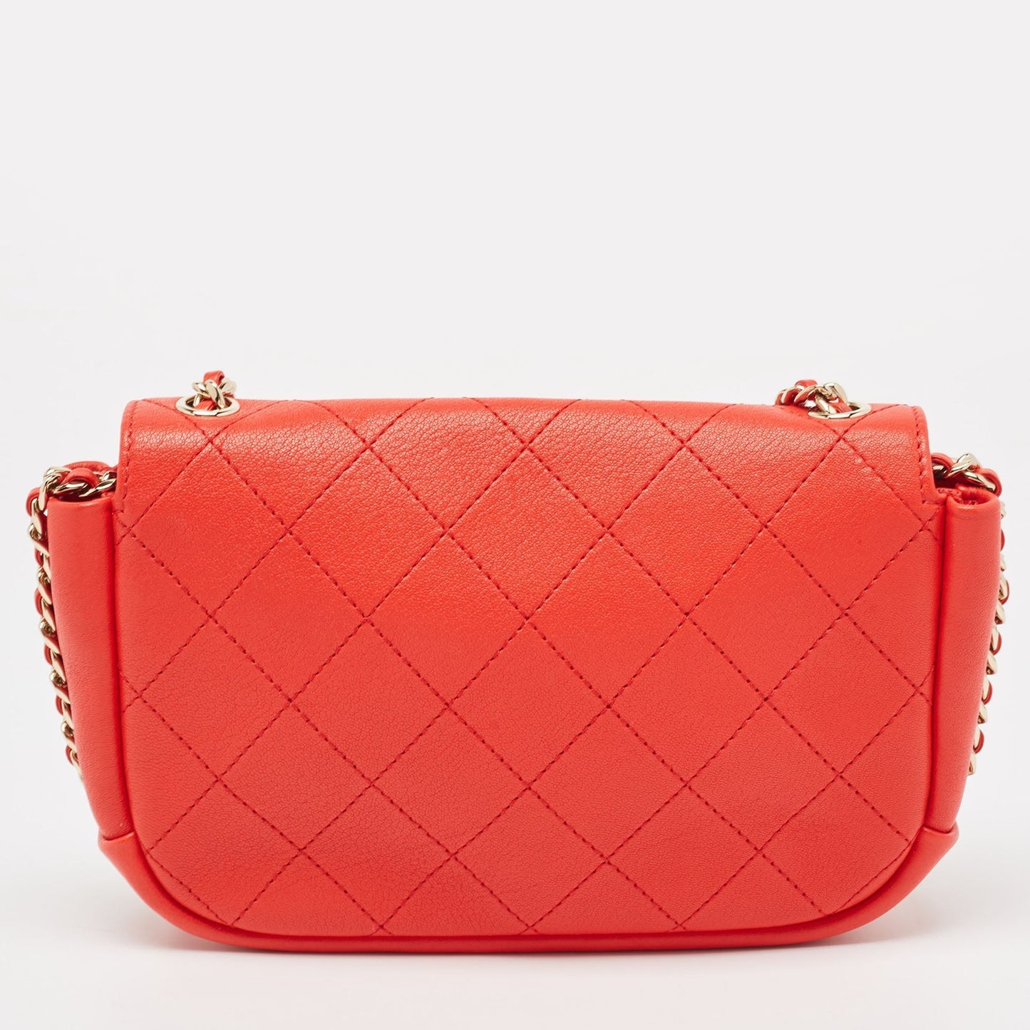 CHANEL Red Quilted Leather Small Casual Trip Flap Bag