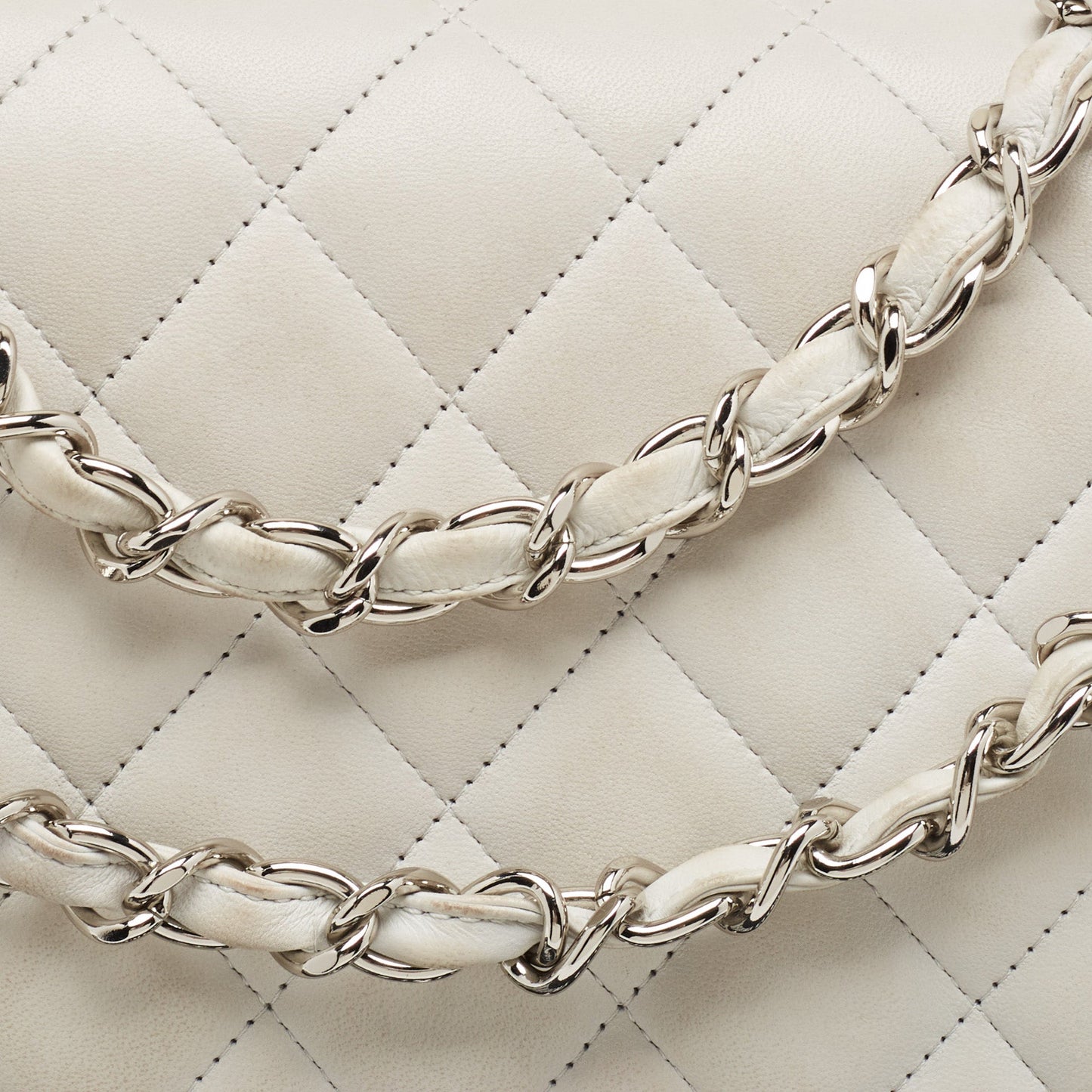 CHANEL Light Grey Quilted Leather Jumbo Classic Double Flap Bag