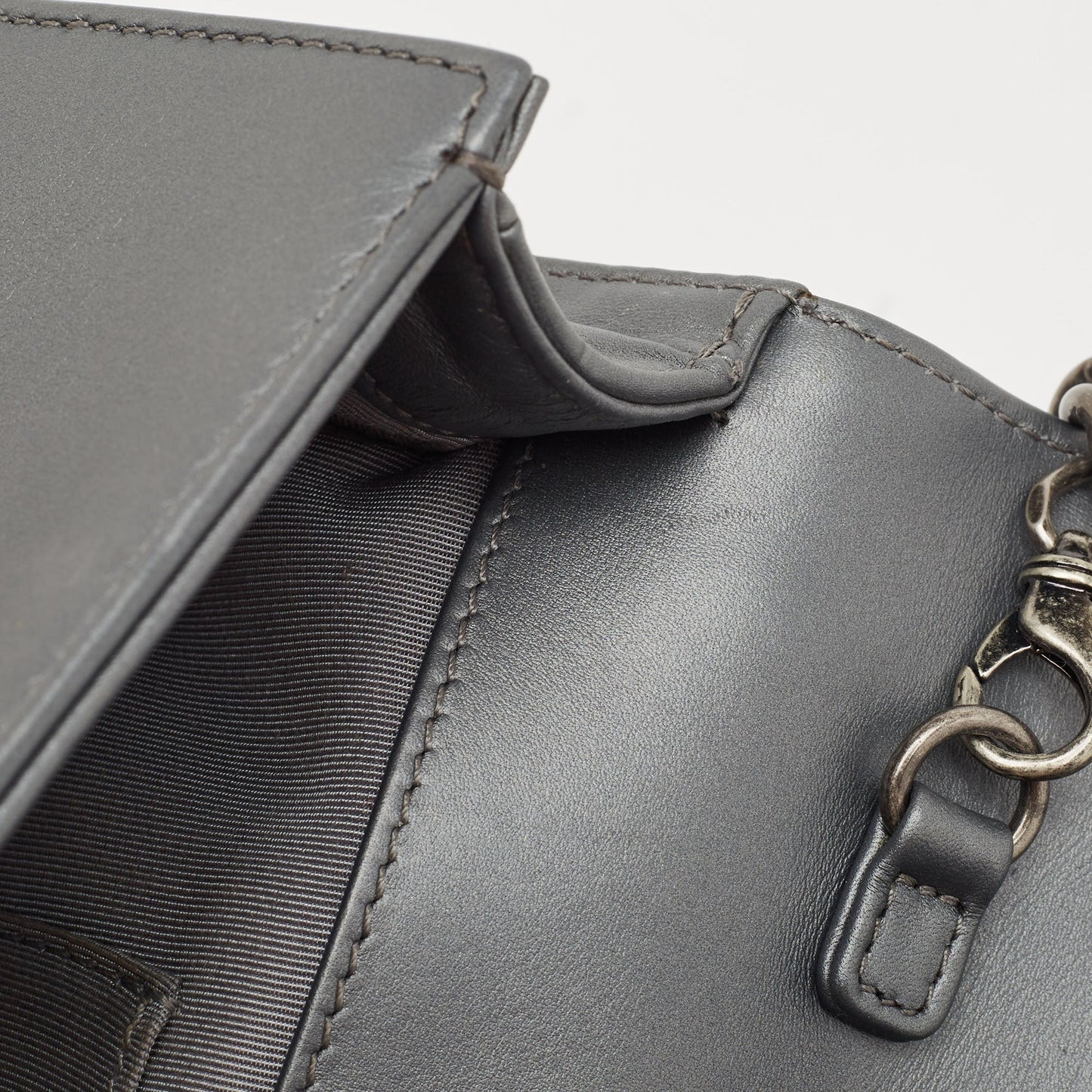 CHANEL Grey Quilted Leather East West Boy Bag