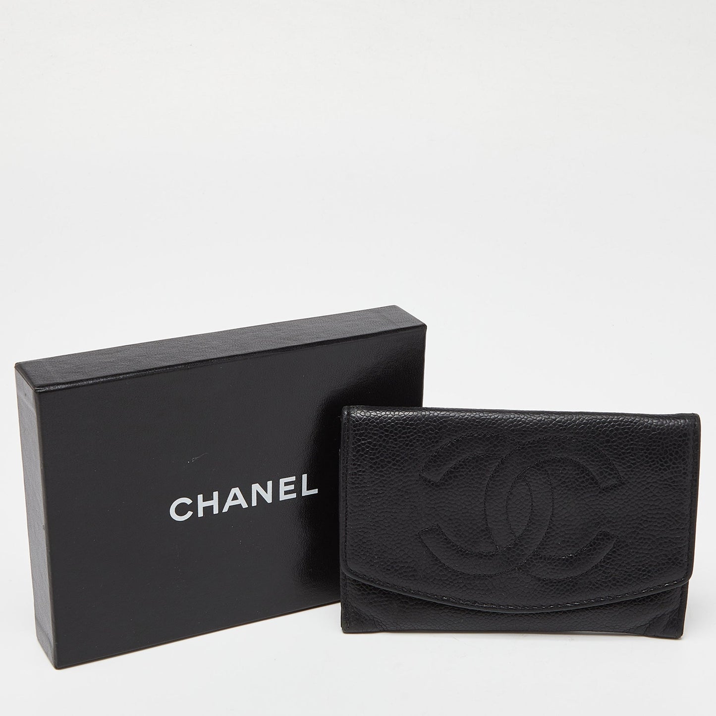 CHANEL Black Caviar Leather CC Timeless Continental Wallet