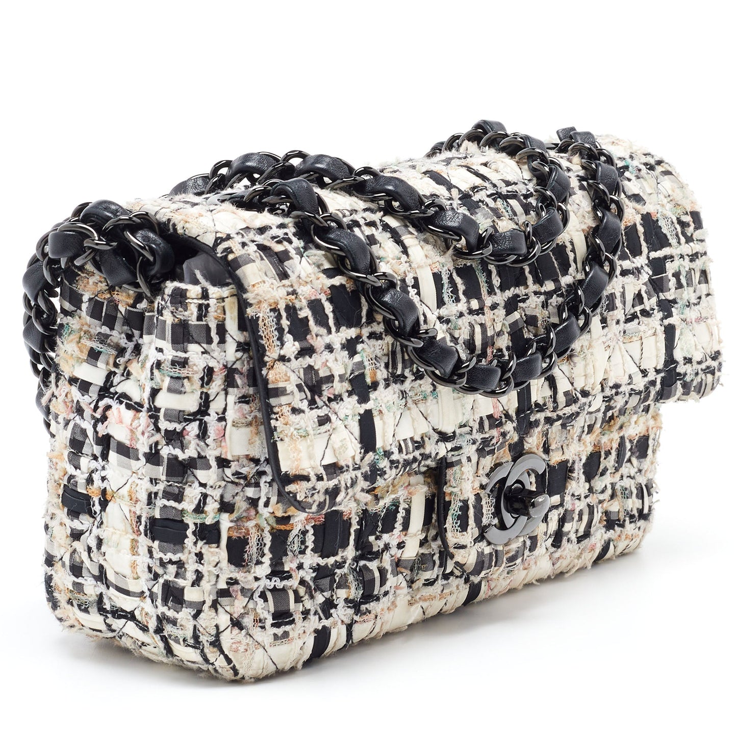 CHANEL Multicolor Tweed New Mini Classic Single Flap Bag