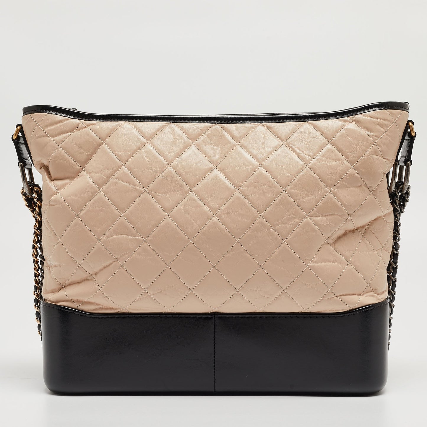 CHANEL Black/Light Pink Quilted Leather Large Gabrielle Hobo