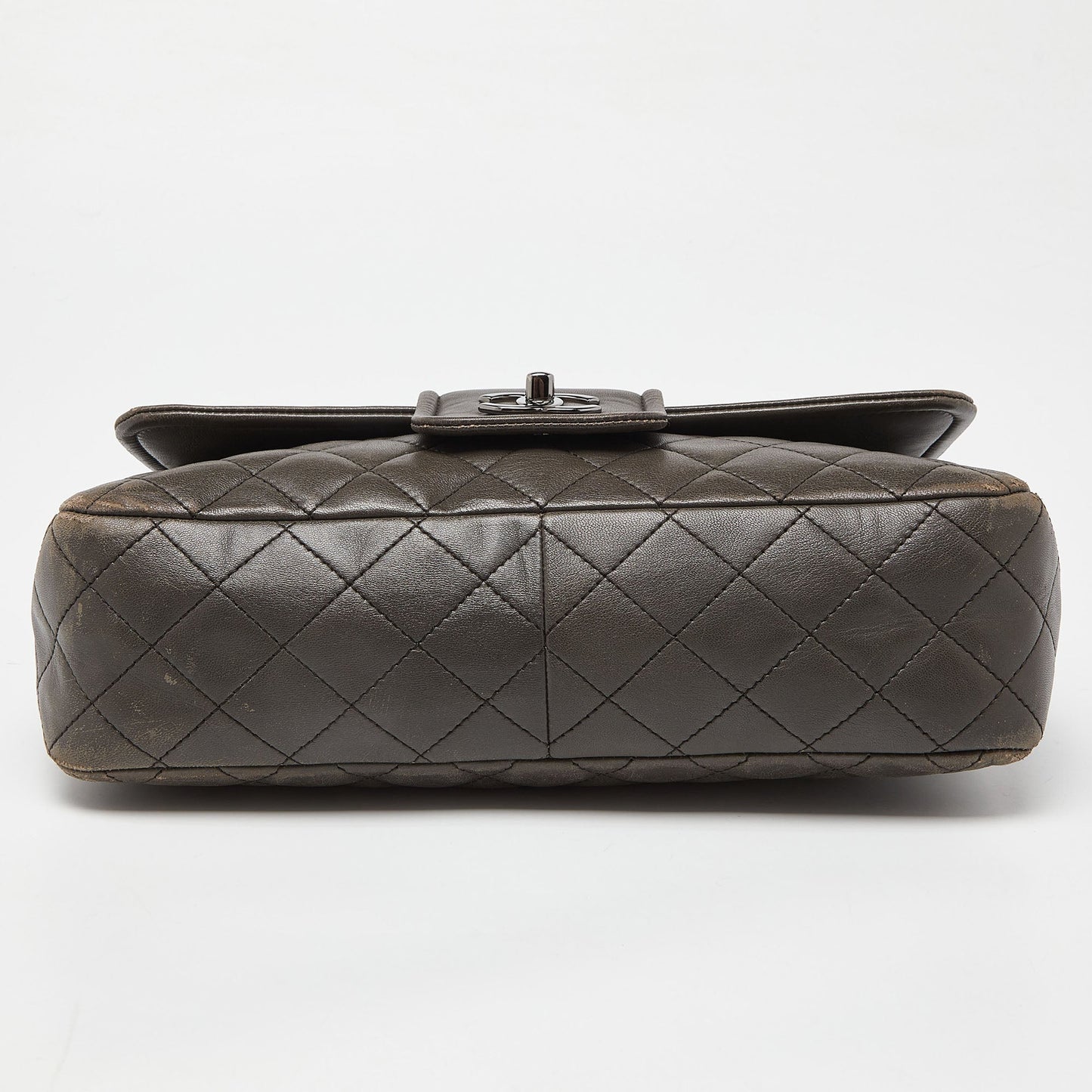 CHANEL Grey Quilted Leather Elementary Chic Flap Bag
