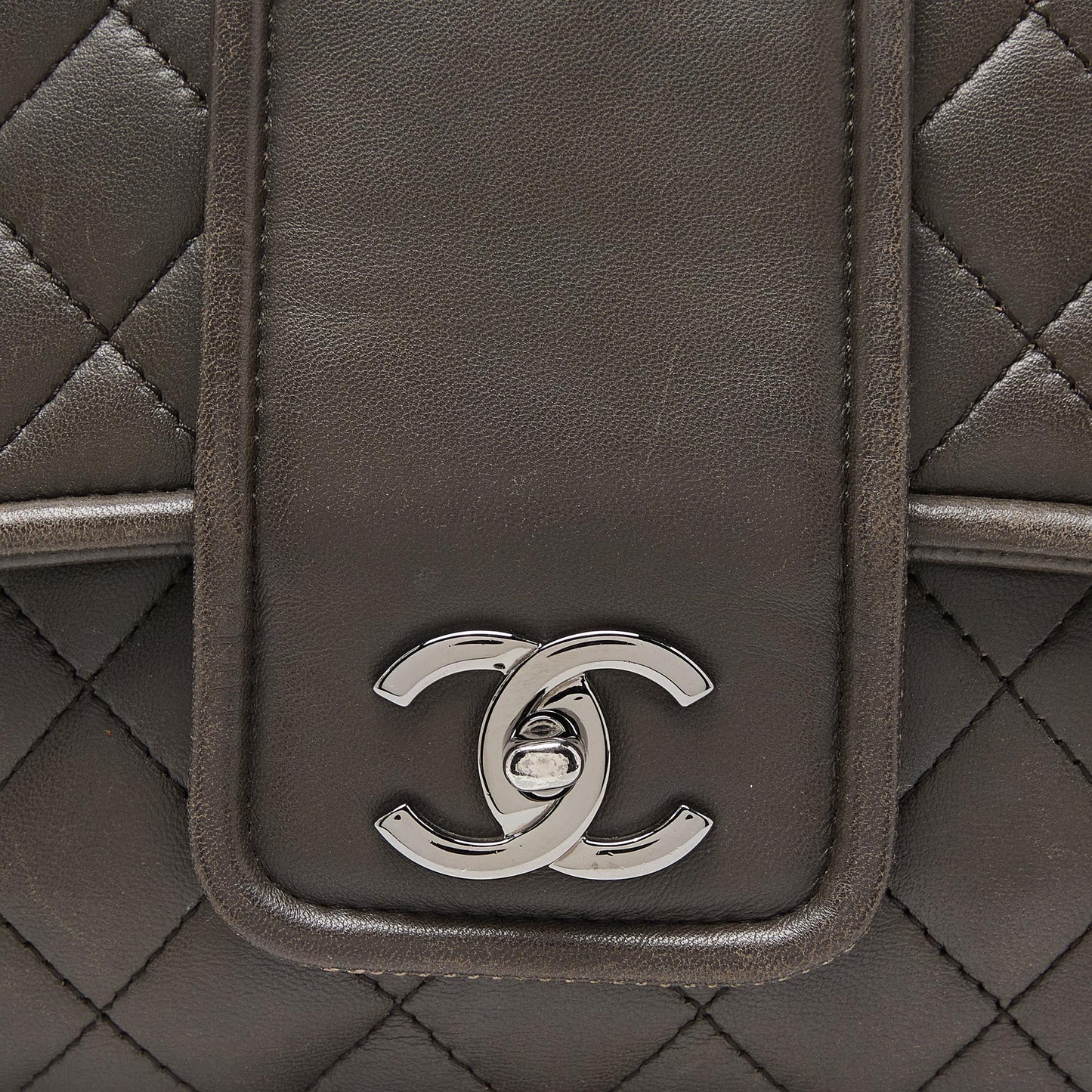 CHANEL Grey Quilted Leather Elementary Chic Flap Bag