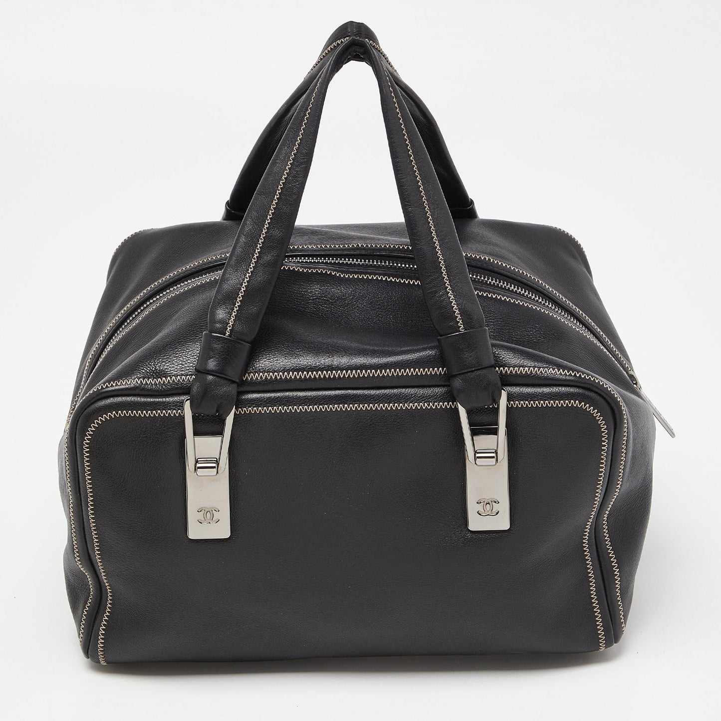 CHANEL Black Leather CC Bowler Bag