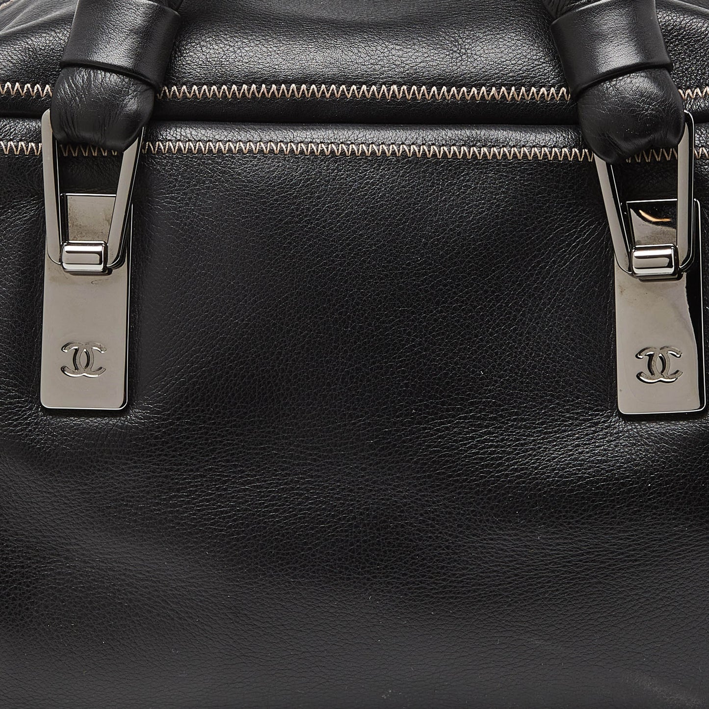 CHANEL Black Leather CC Bowler Bag