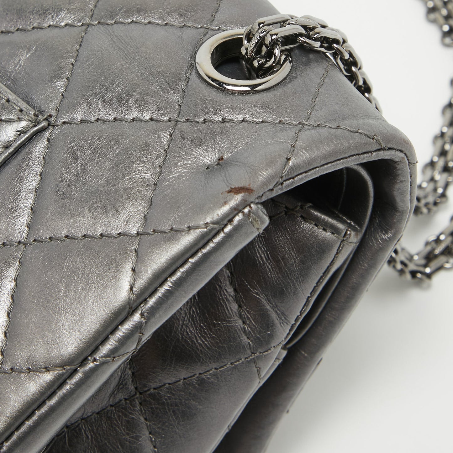 CHANEL Metallic Grey Quilted Leather 226 Reissue 2.55 Flap Bag