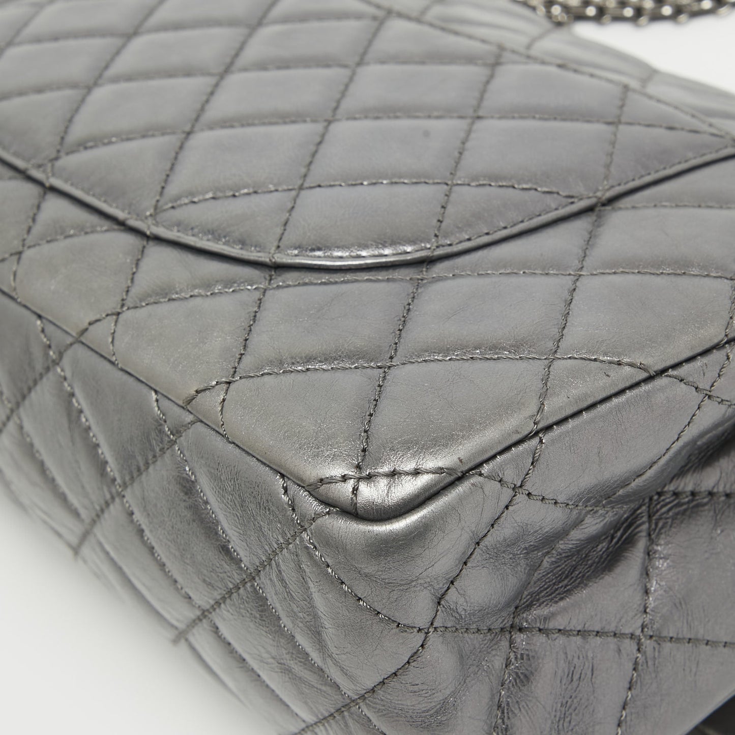 CHANEL Metallic Grey Quilted Leather 226 Reissue 2.55 Flap Bag