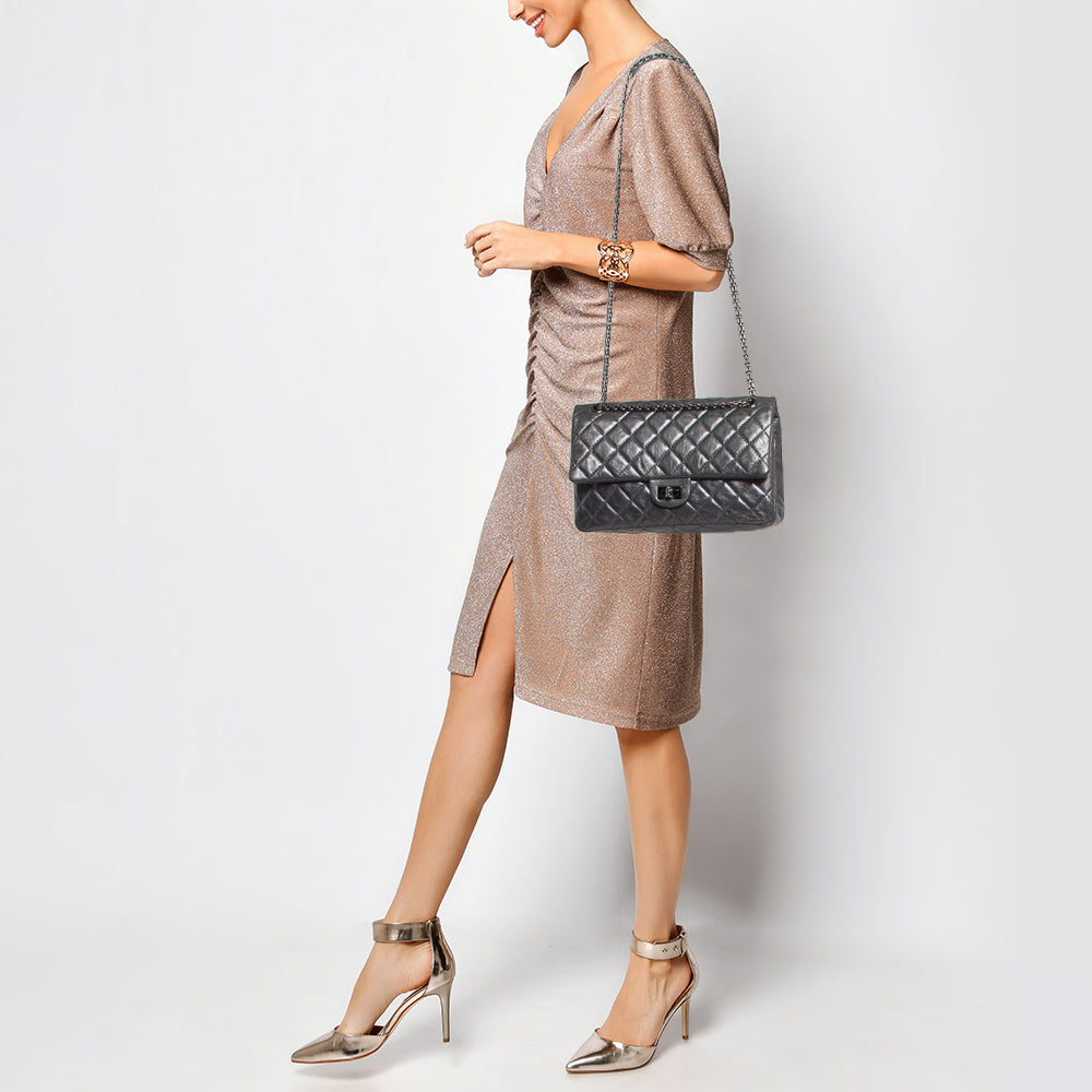 CHANEL Metallic Grey Quilted Leather 226 Reissue 2.55 Flap Bag