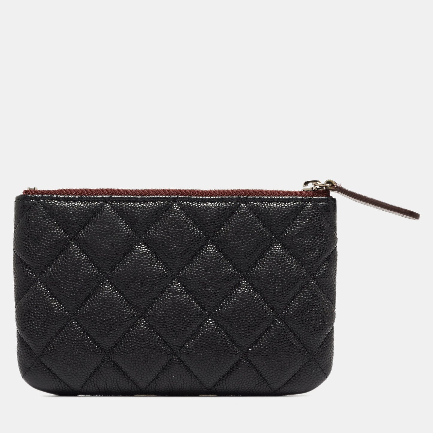 CHANEL Black Quilted Caviar Leather Mini O-Case Zip Pouch