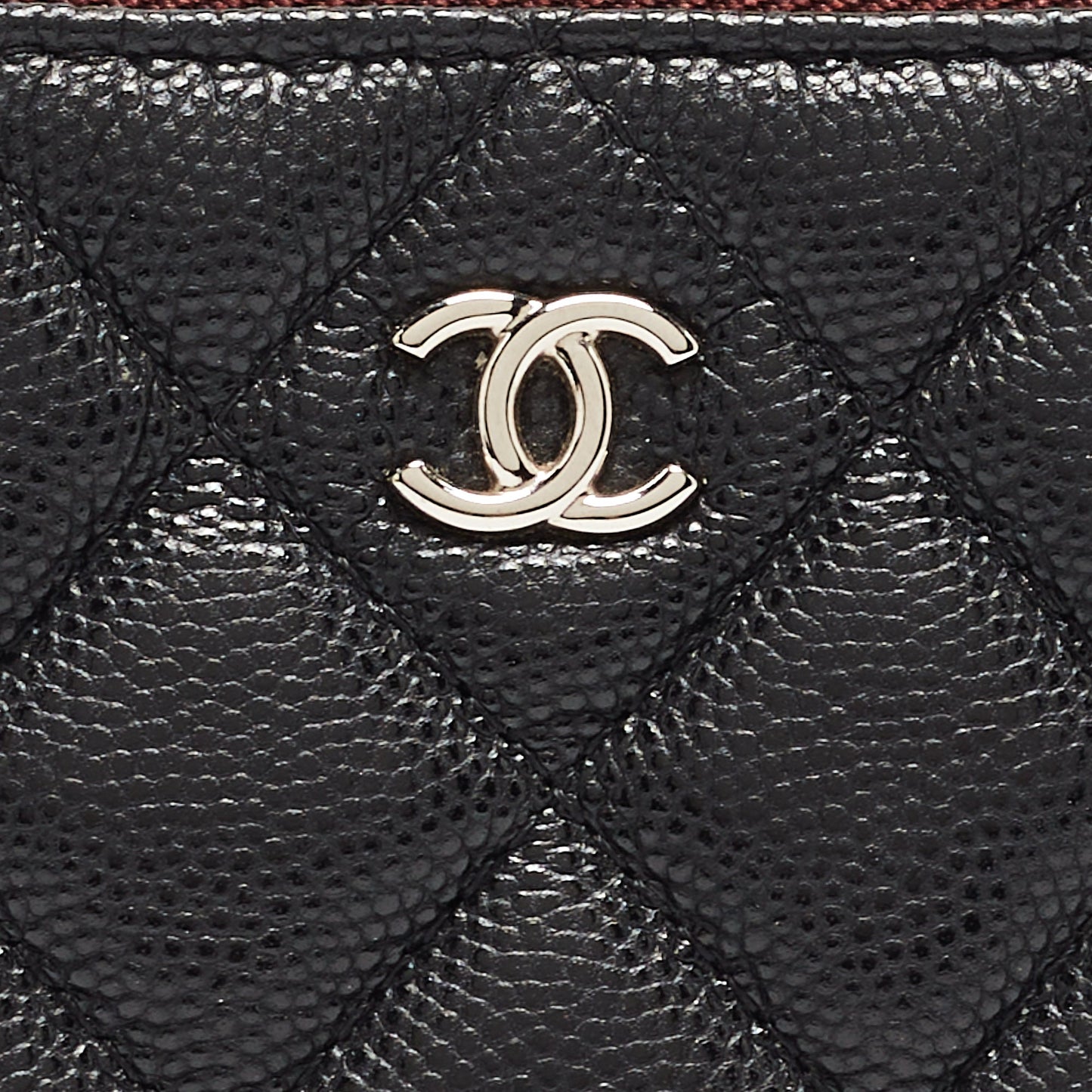 CHANEL Black Quilted Caviar Leather Mini O-Case Zip Pouch