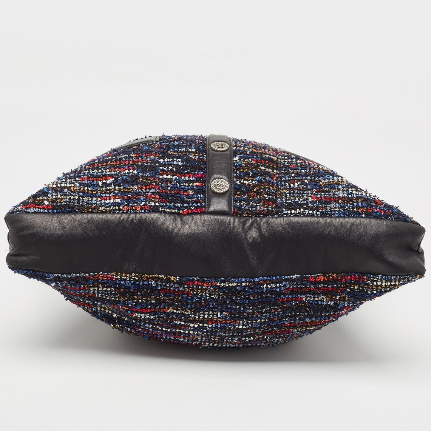 CHANEL Multicolor Tweed Fringe and Leather Large Girl Bag