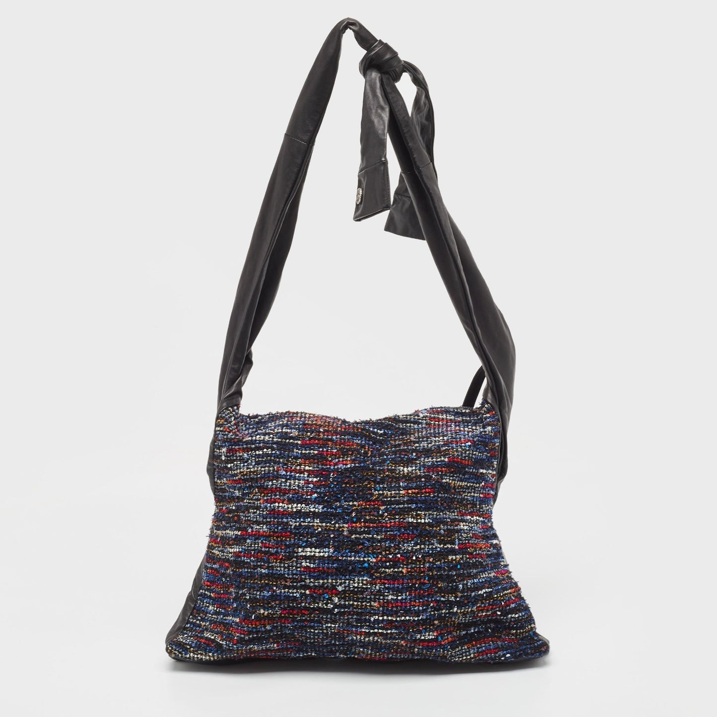 CHANEL Multicolor Tweed Fringe and Leather Large Girl Bag
