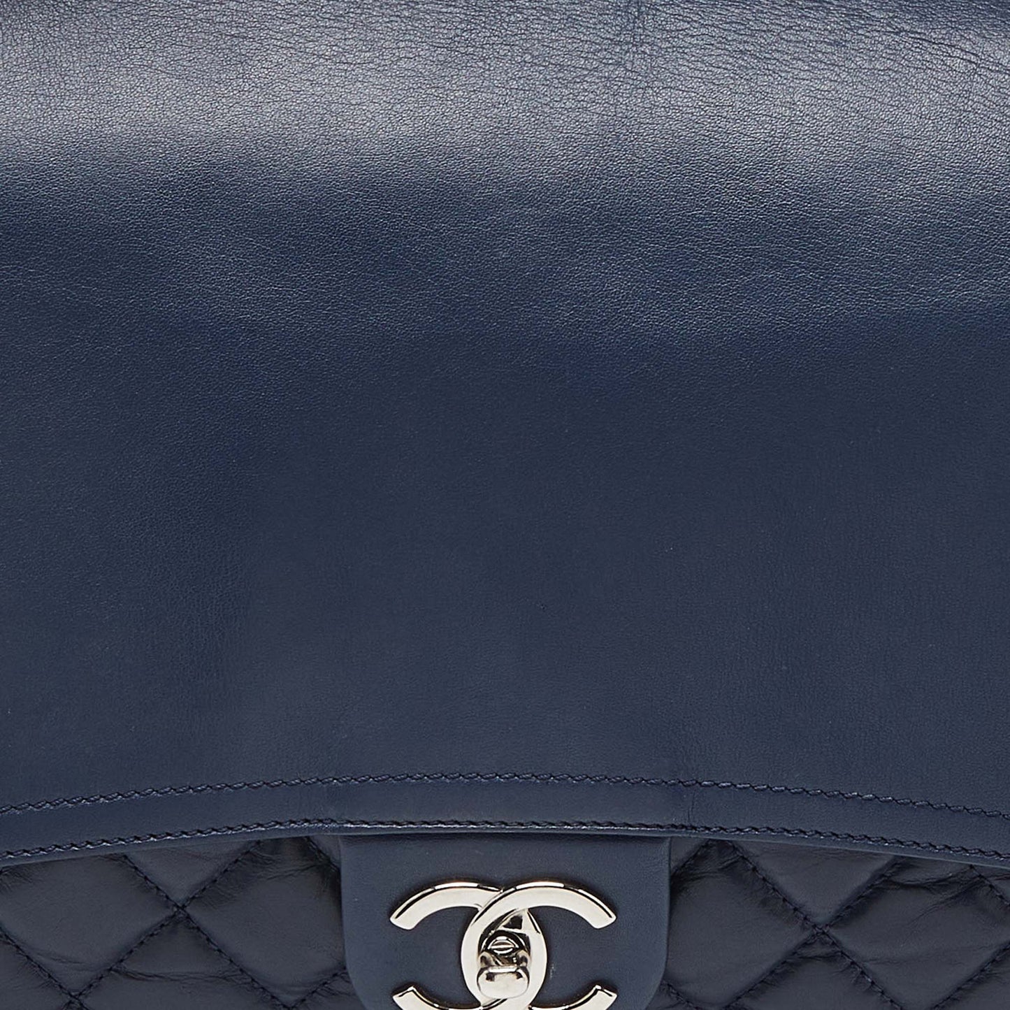 CHANEL Blue Quilted Aged Leather Flap Shoulder Bag