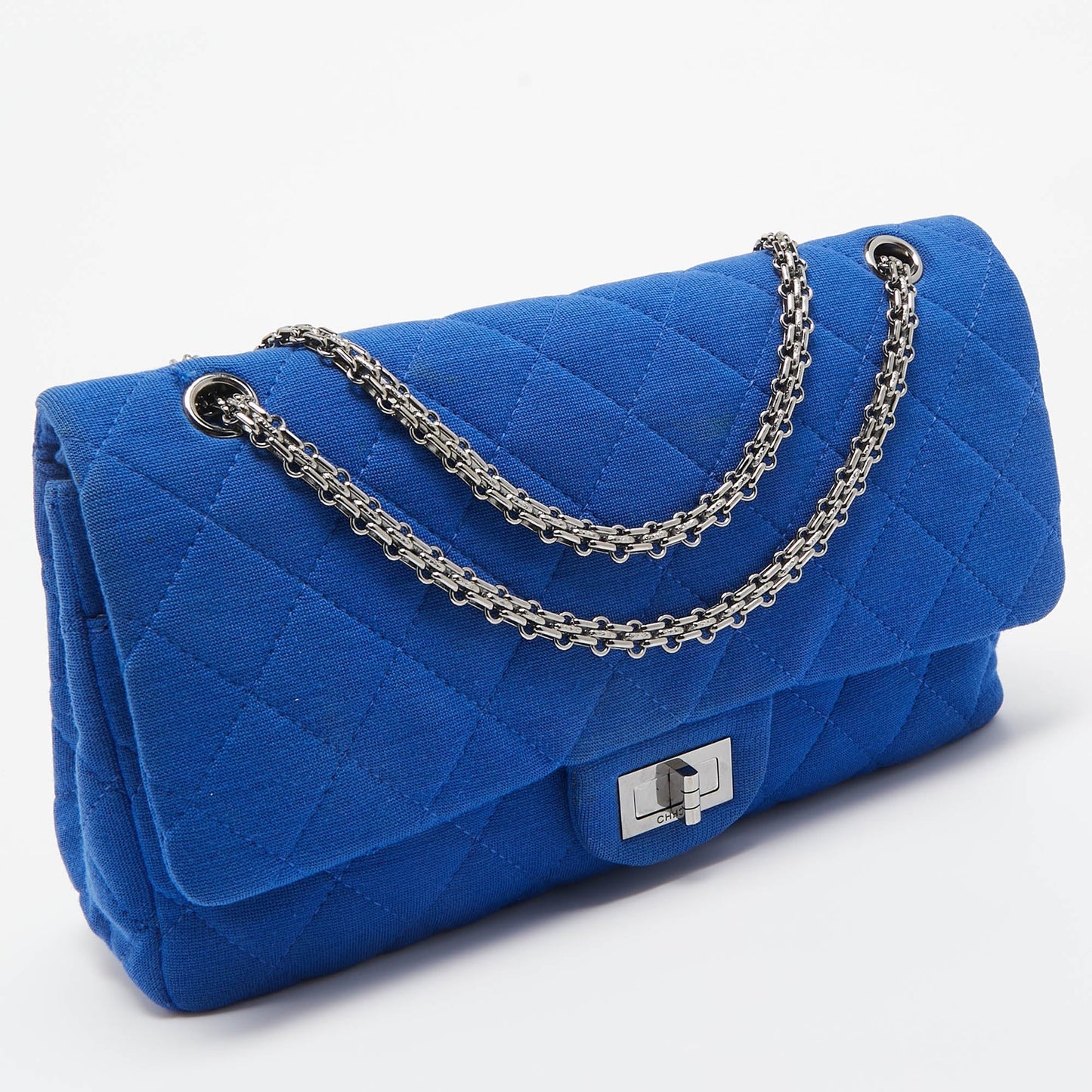 CHANEL Blue Jersey Classic 227 Reissue 2.55 Flap Bag