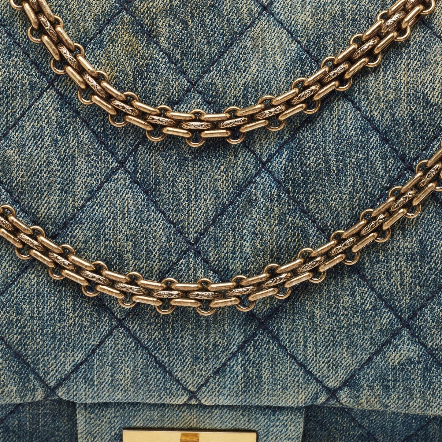 CHANEL Blue Quilted Denim Classic 227 Reissue 2.55 Flap Bag