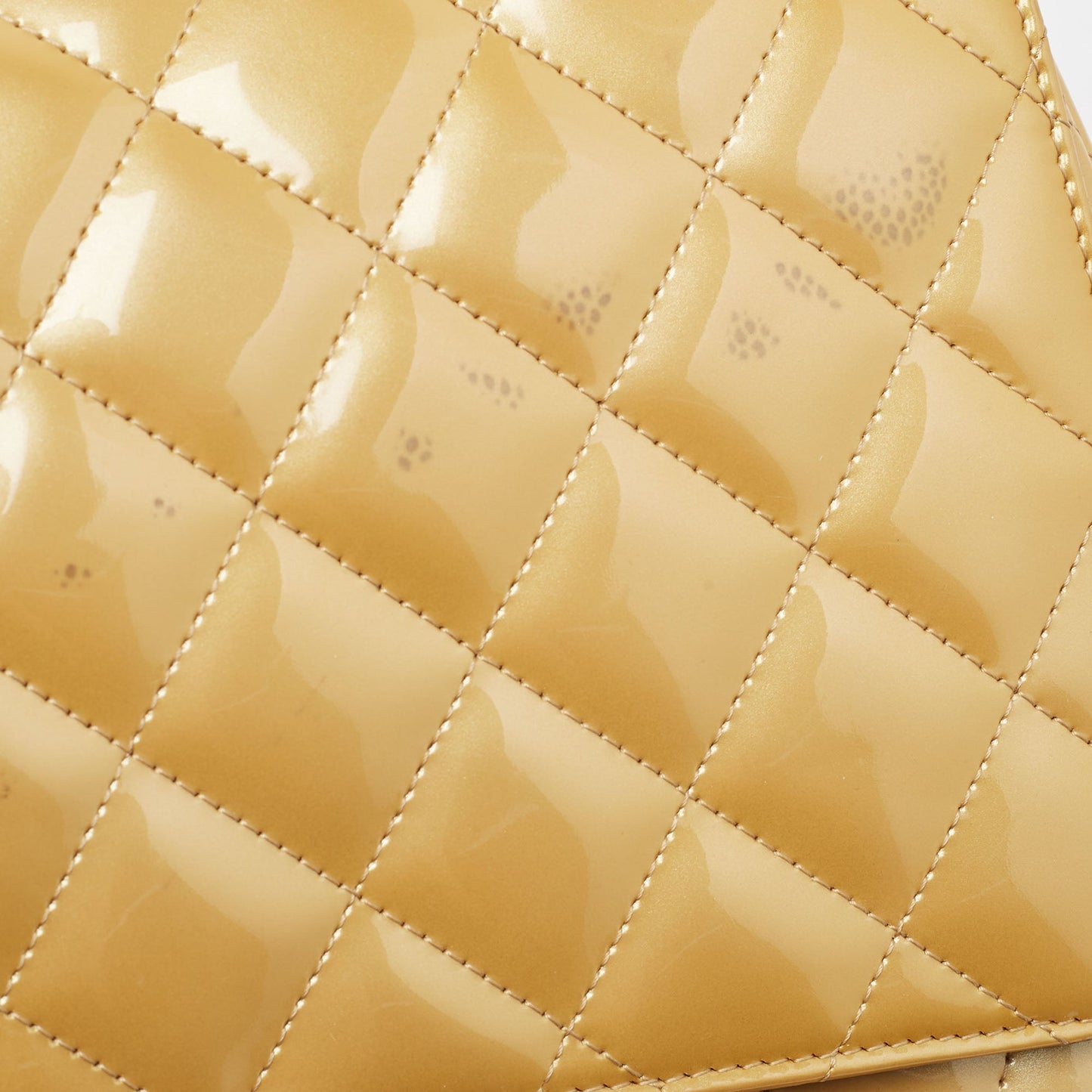 CHANEL Cream Quilted Patent Leather Maxi Classic Single Flap Bag