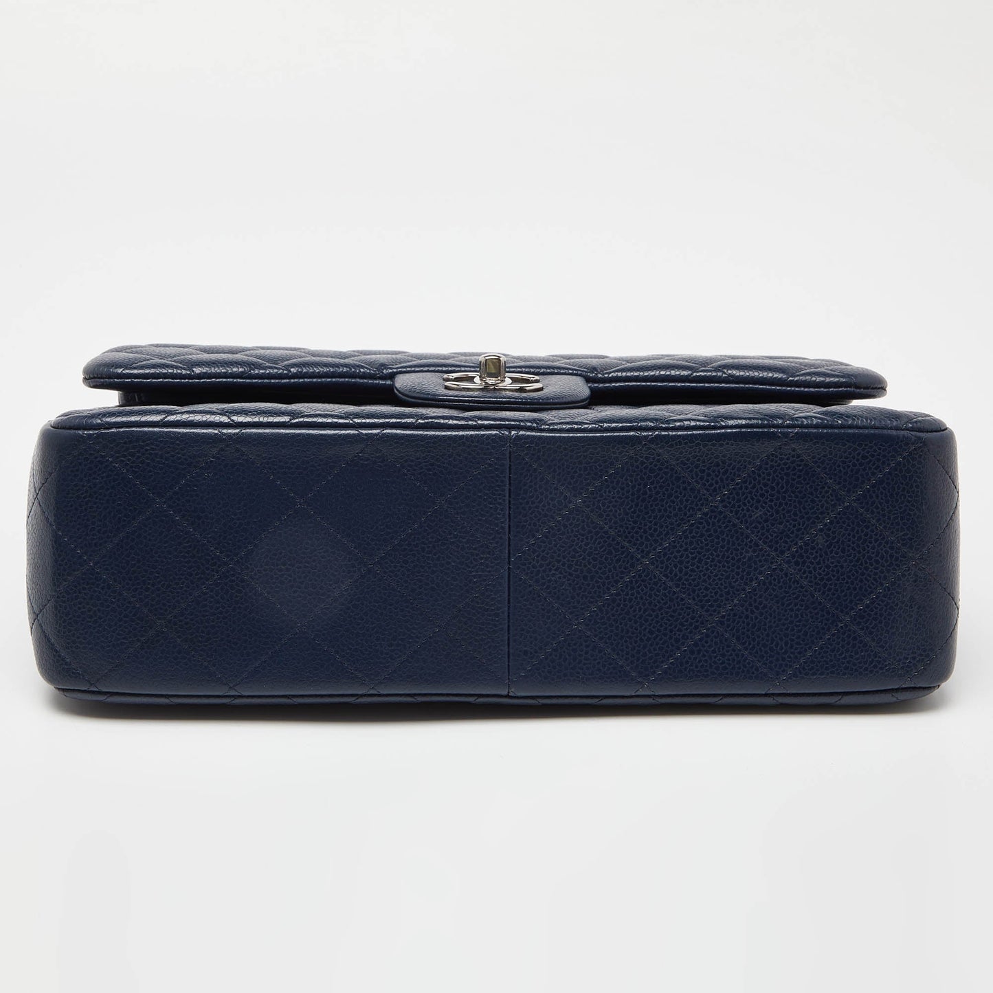 CHANEL Blue Quilted Caviar Leather Jumbo Classic Double Flap Bag