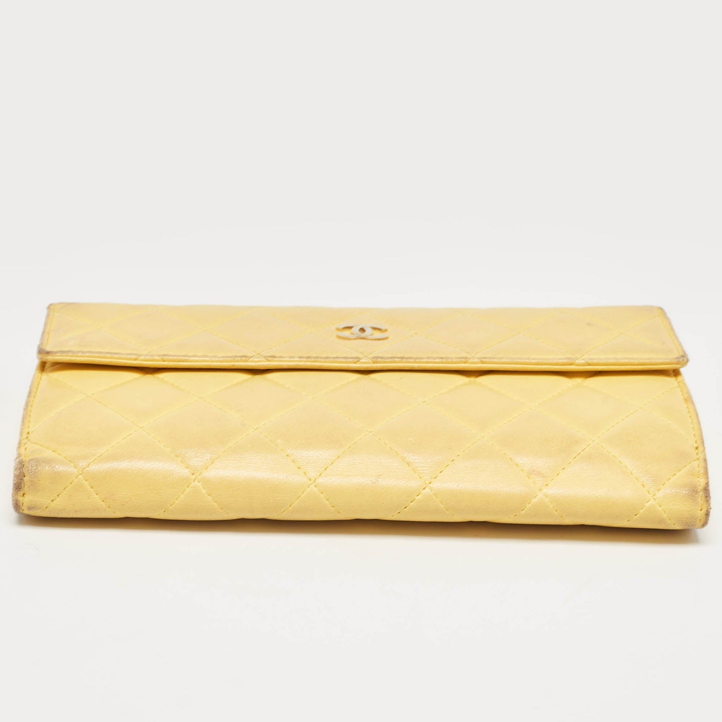CHANEL Yellow Quilted Leather CC Flap Continental Wallet