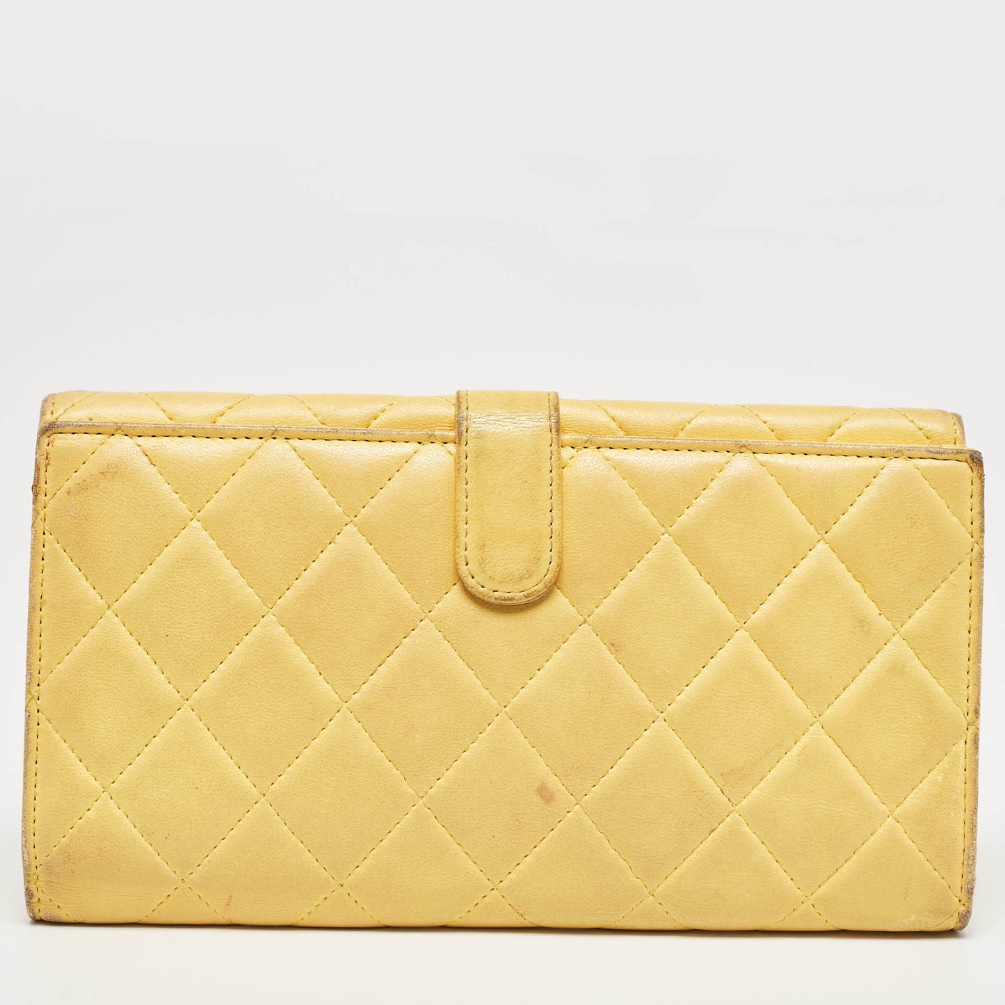 CHANEL Yellow Quilted Leather CC Flap Continental Wallet