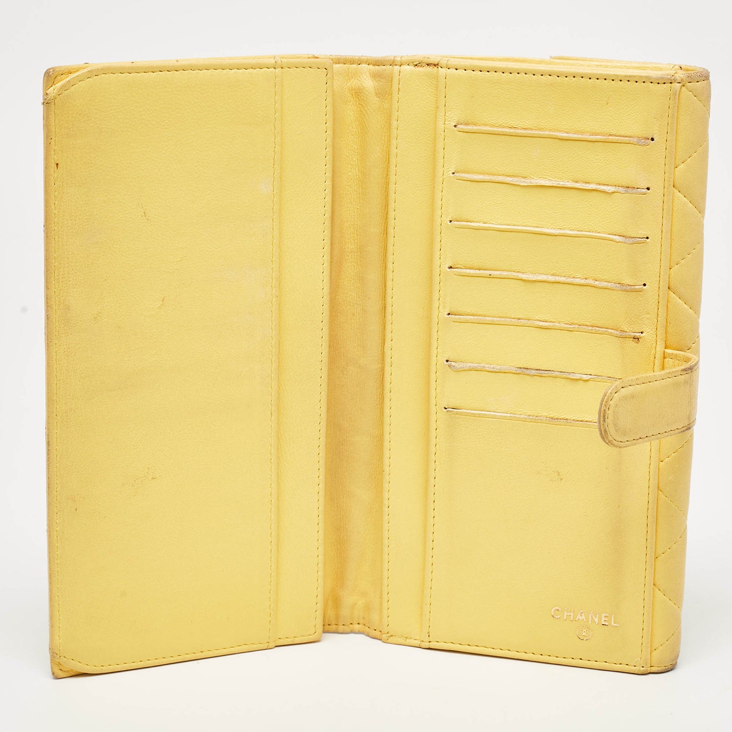 CHANEL Yellow Quilted Leather CC Flap Continental Wallet