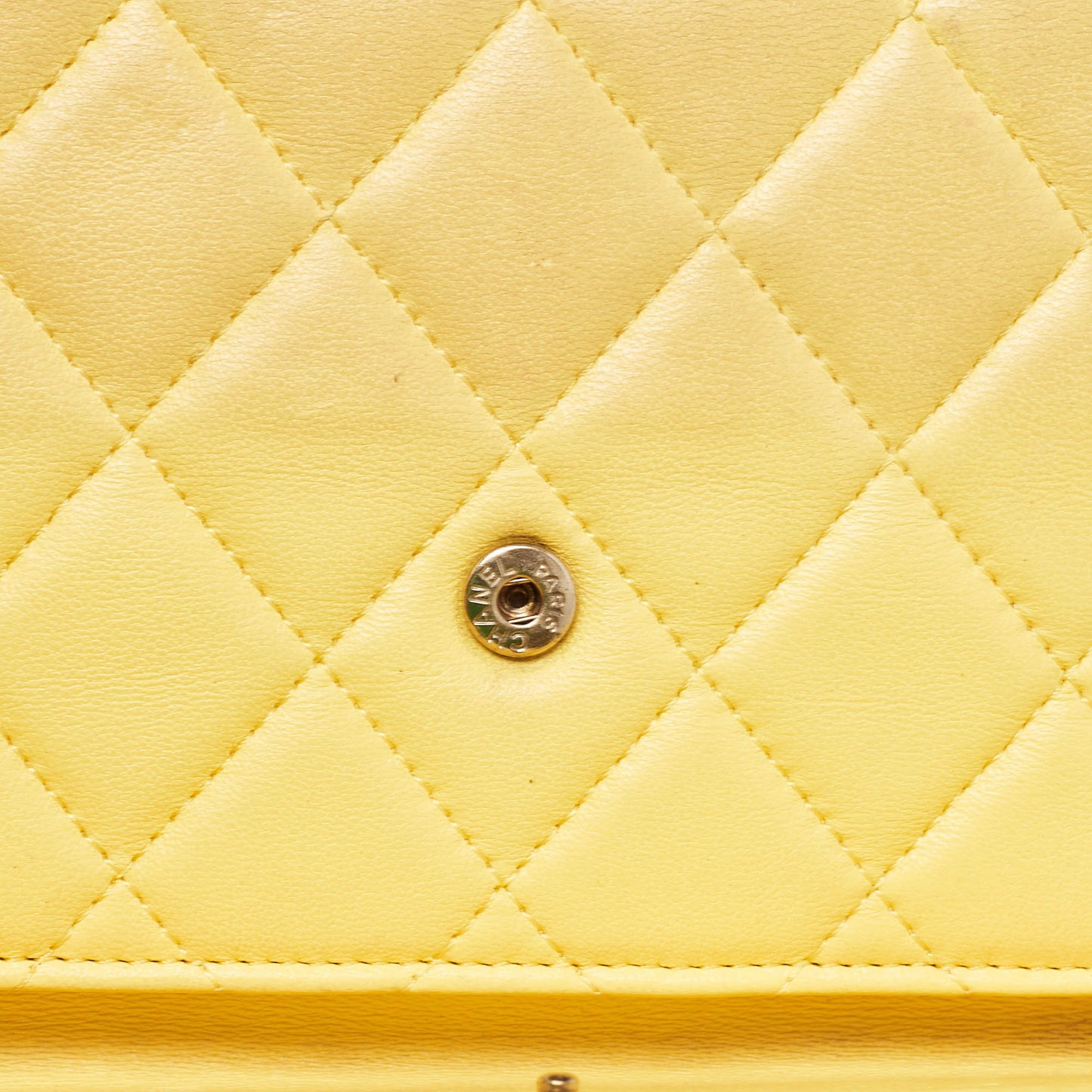CHANEL Yellow Quilted Leather CC Flap Continental Wallet