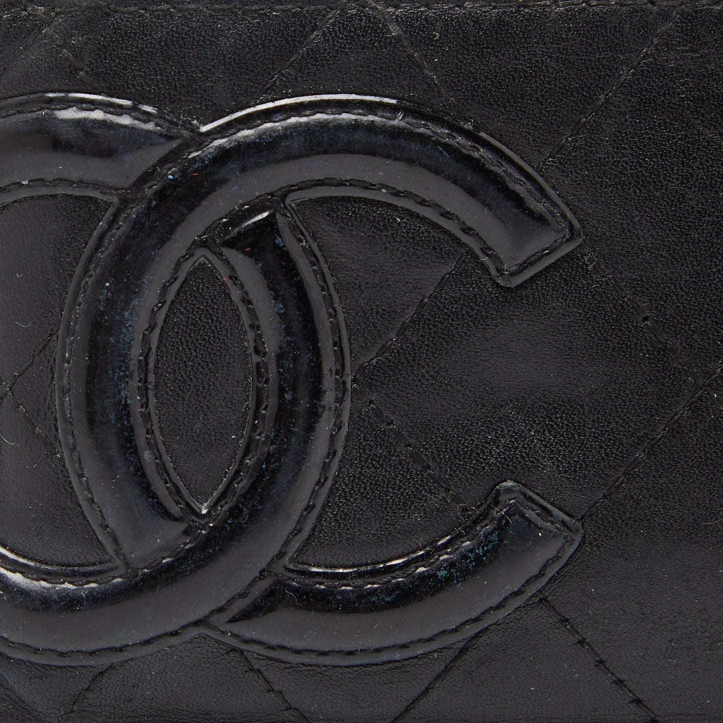 CHANEL Black Quilted Leather Cambon Ligne Card Holder