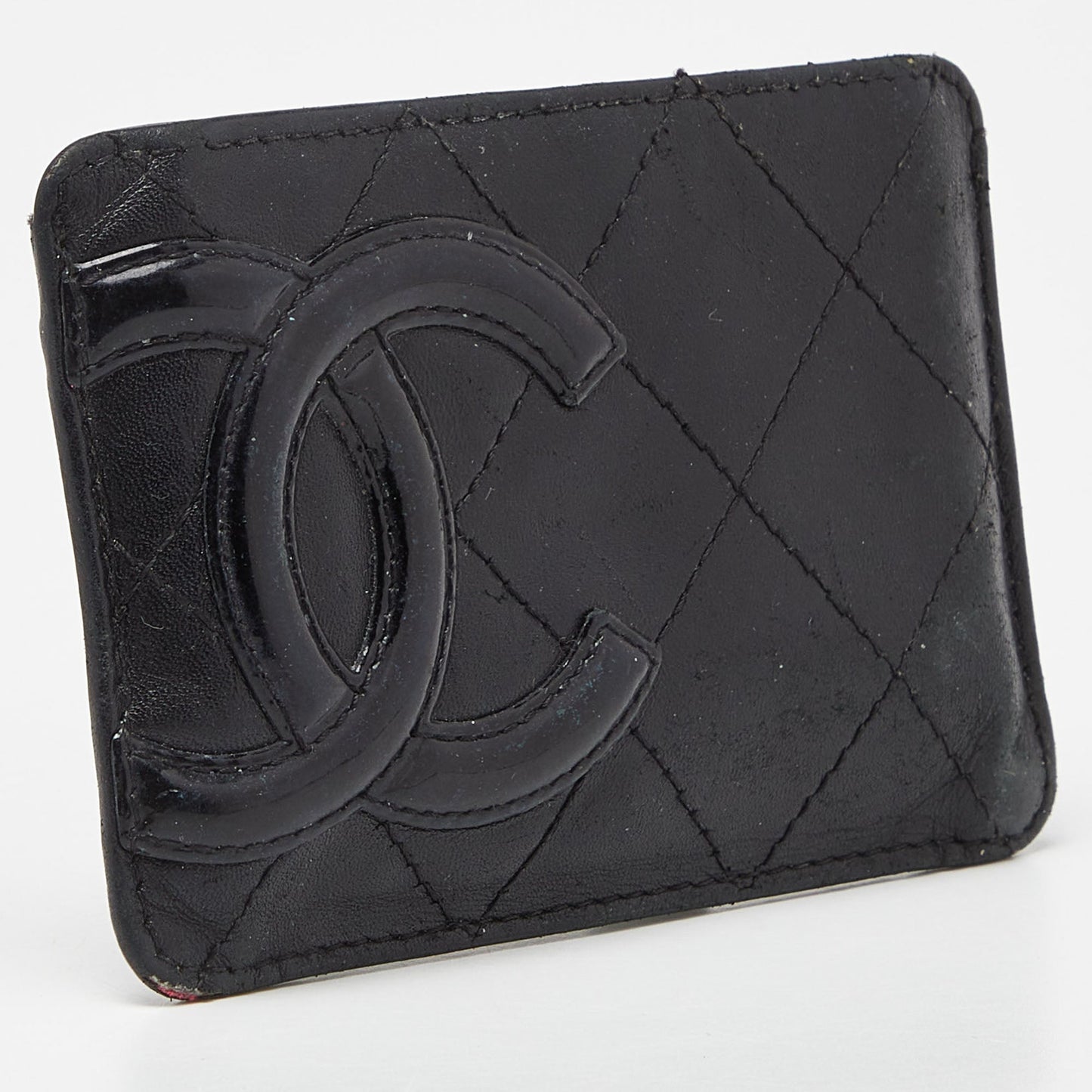 CHANEL Black Quilted Leather Cambon Ligne Card Holder