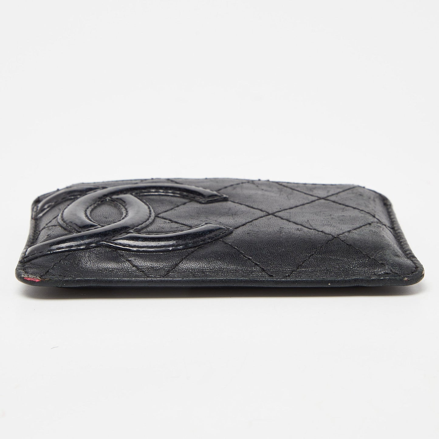 CHANEL Black Quilted Leather Cambon Ligne Card Holder