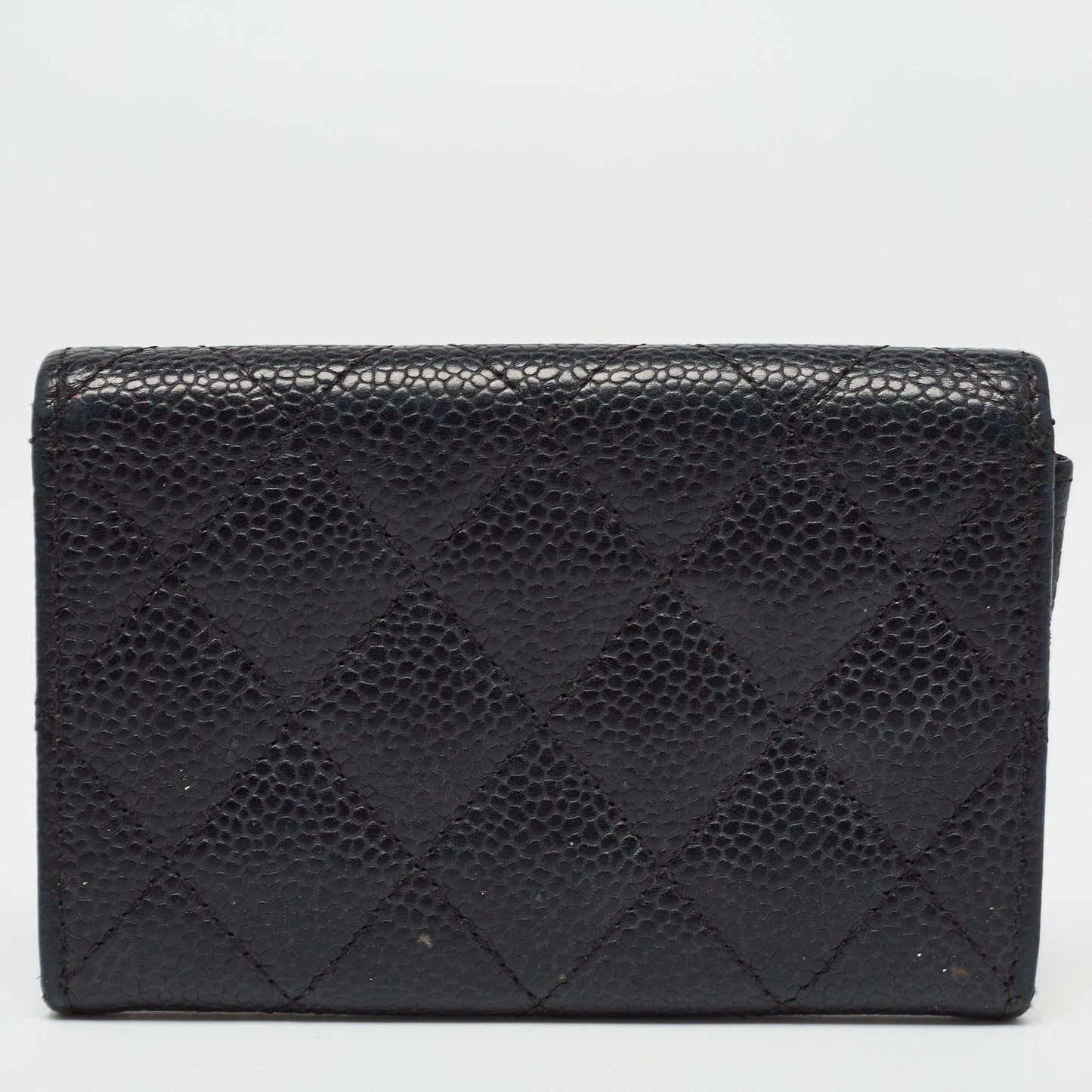 CHANEL Black Caviar Quilted Leather CC Flap Card Case