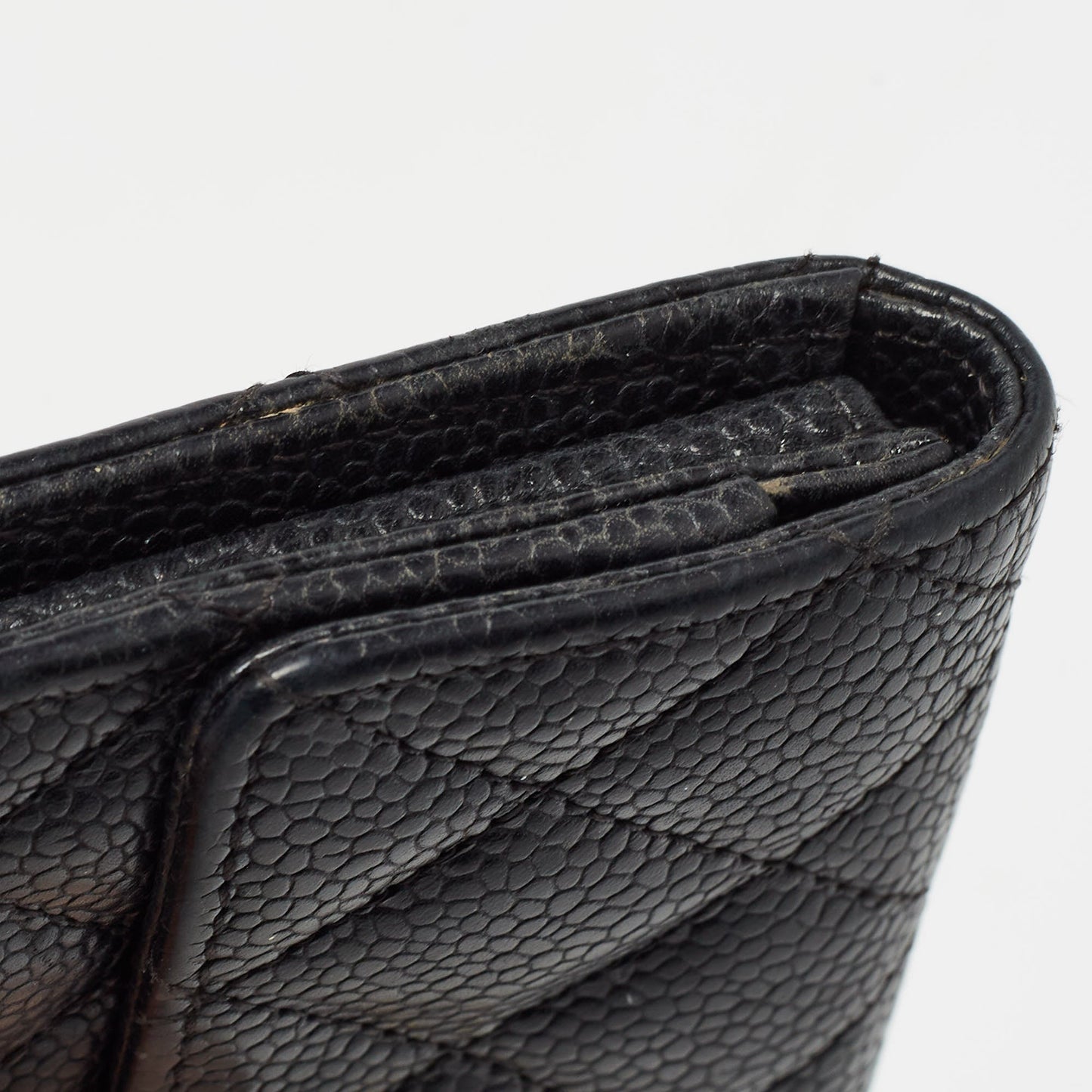 CHANEL Black Caviar Quilted Leather CC Flap Card Case