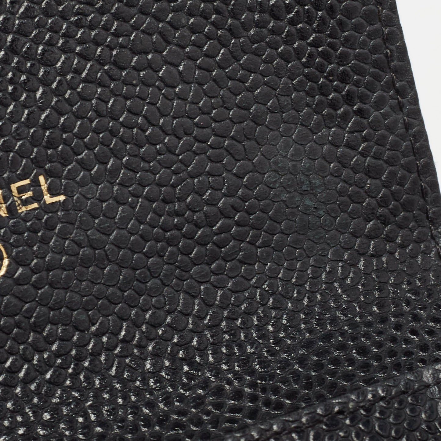 CHANEL Black Caviar Quilted Leather CC Flap Card Case