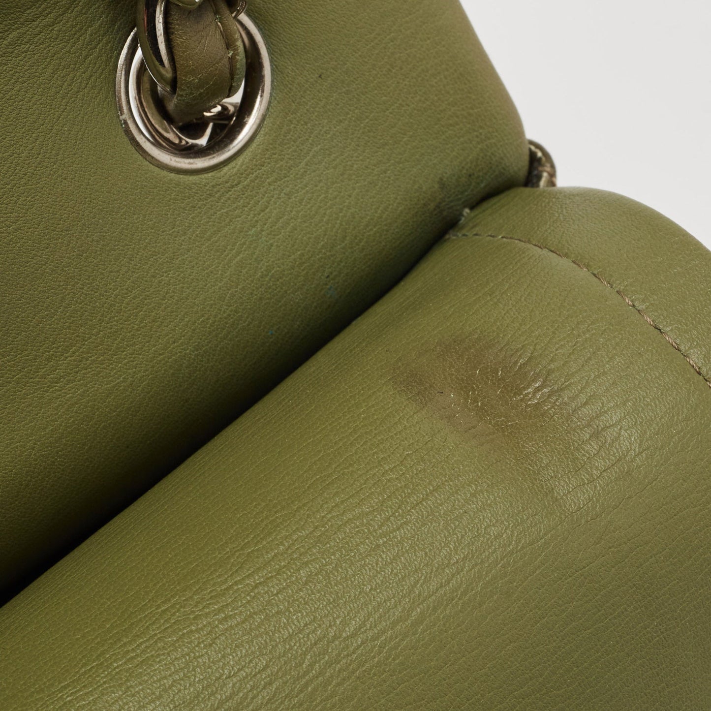 CHANEL Green Quilted Patent Leather Jumbo Classic Double Flap Bag