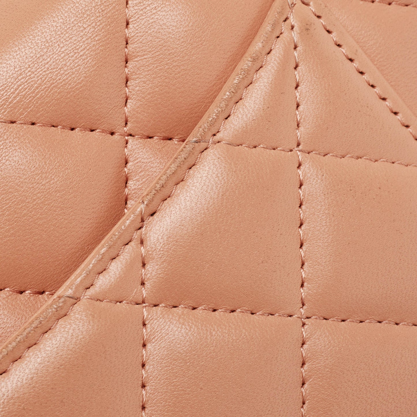 CHANEL Peach Pink Quilted Leather Classic Wallet on Chain