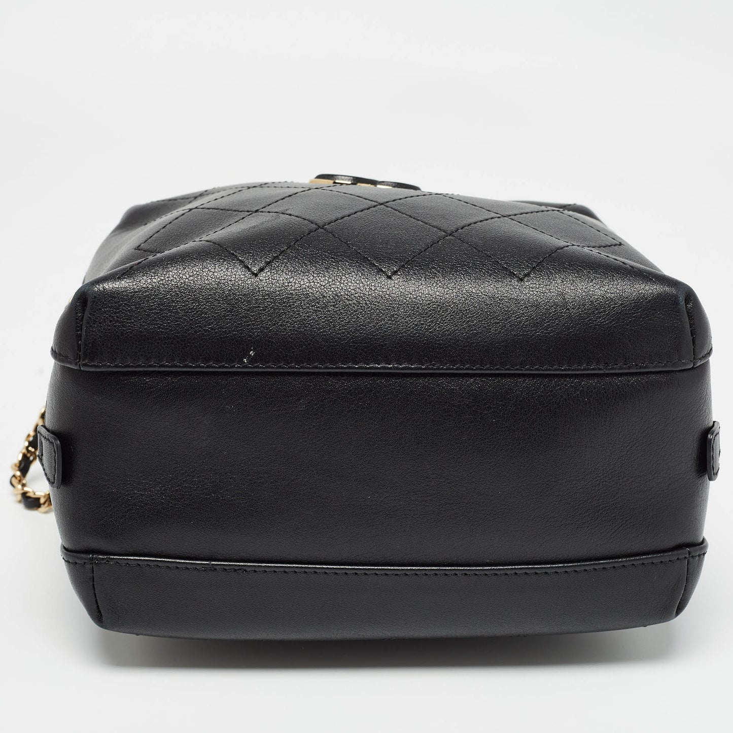 CHANEL Black Quilted Leather CC Vanity Case Bag