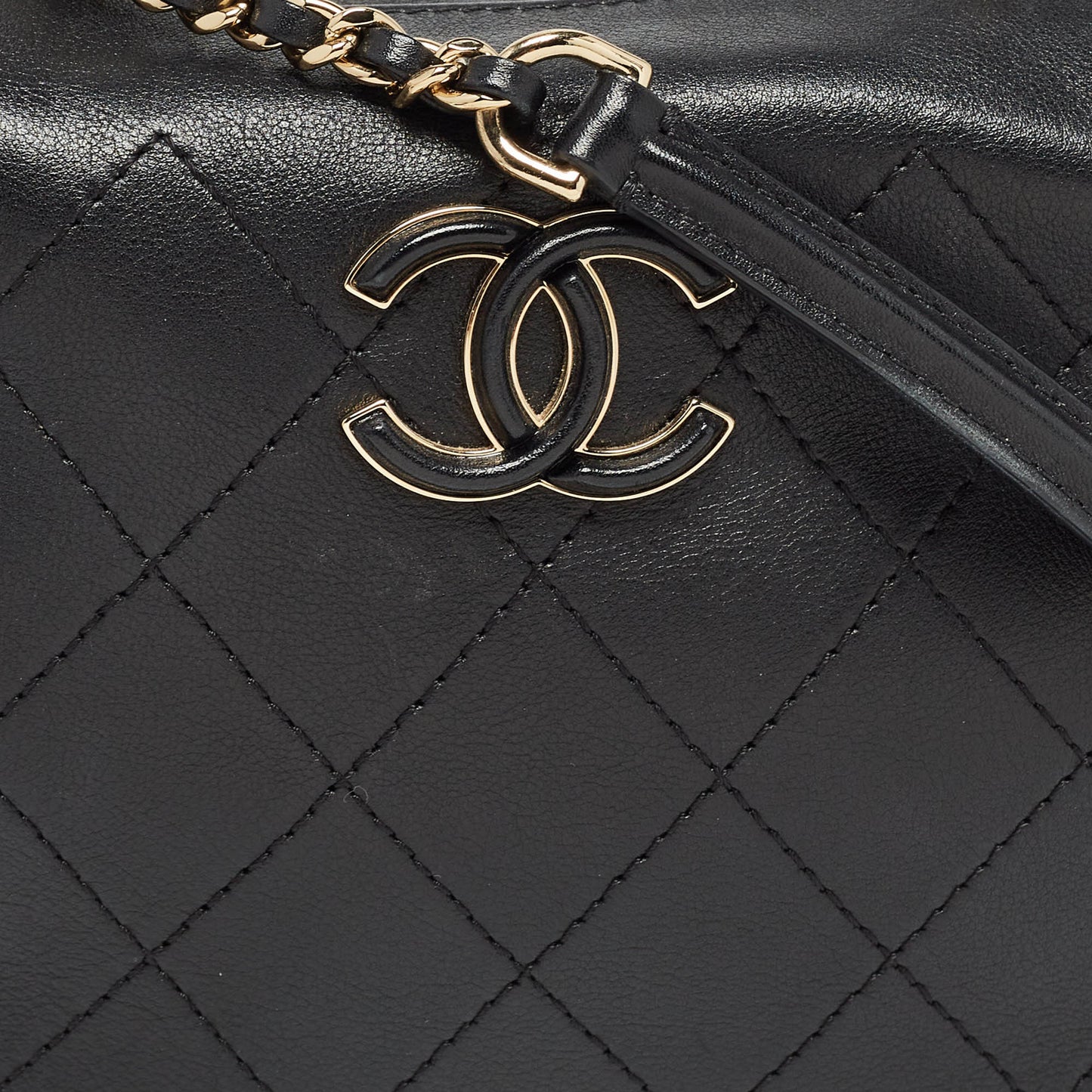 CHANEL Black Quilted Leather CC Vanity Case Bag