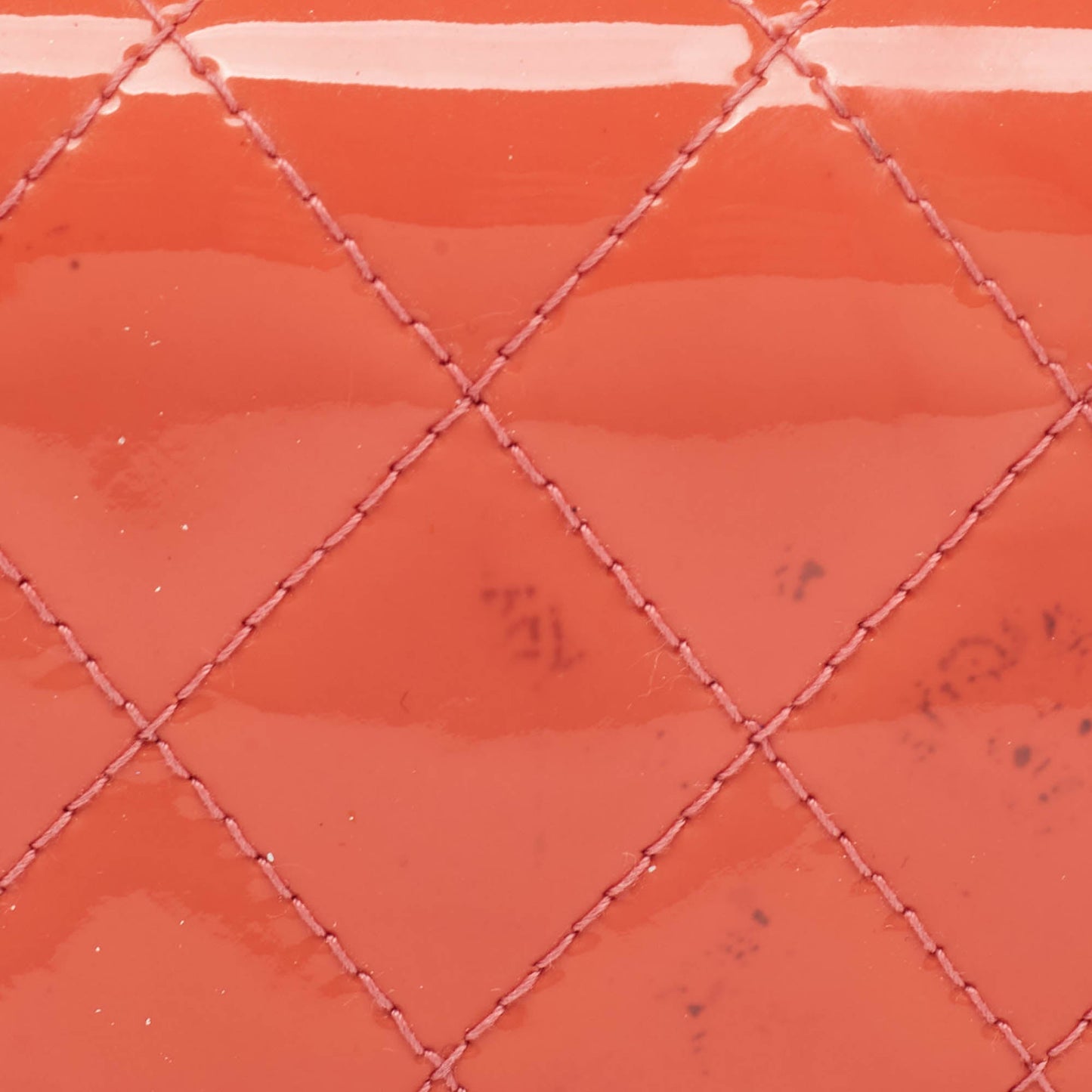 CHANEL Orange Quilted Patent Leather CC Yen Continental Wallet