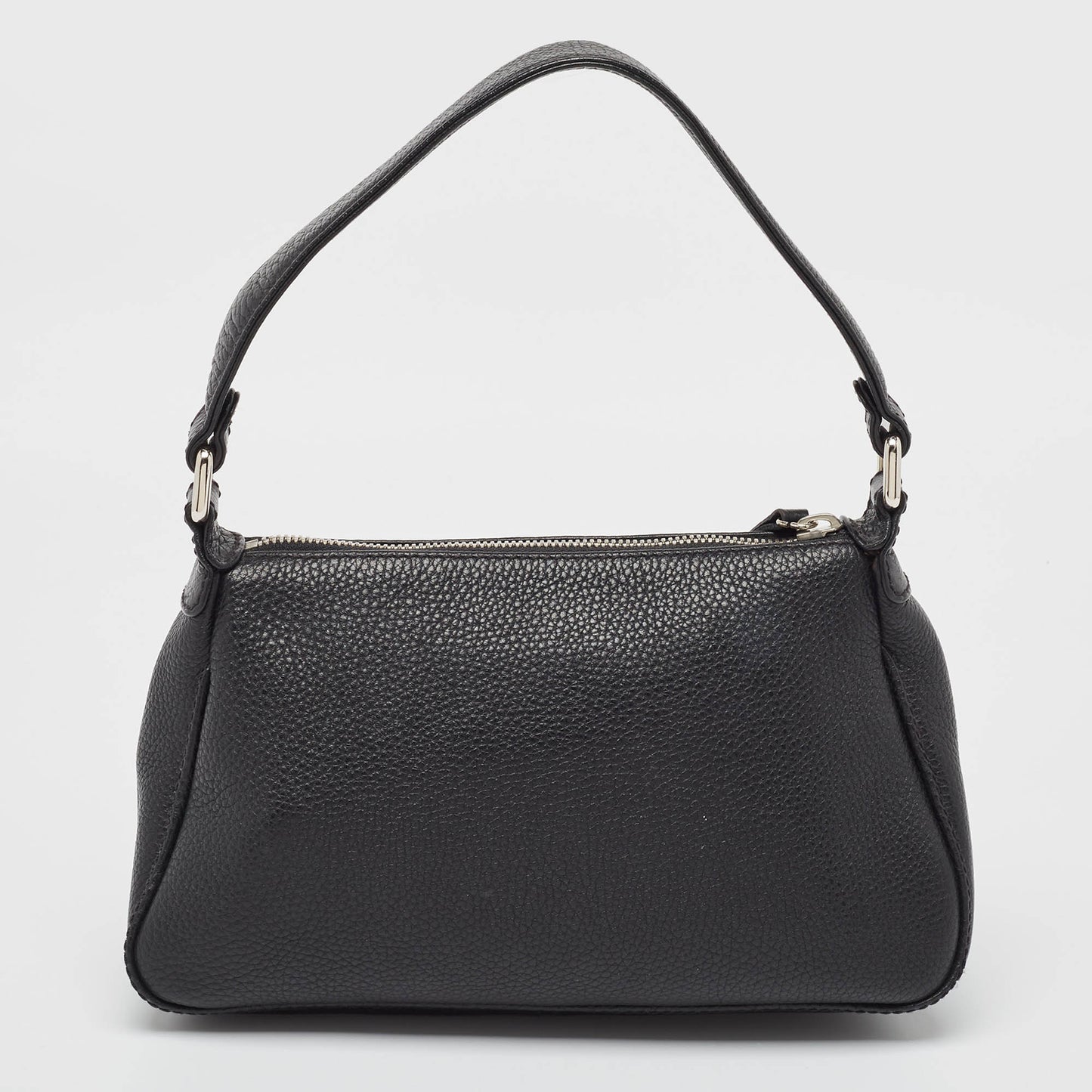 CHANEL Black Leather Lax Front Zip Bag