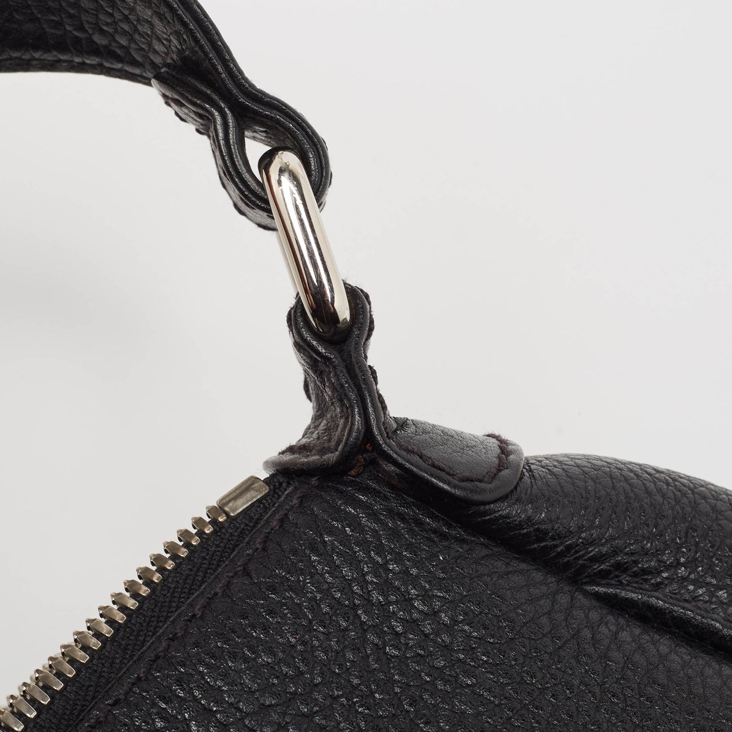 CHANEL Black Leather Lax Front Zip Bag