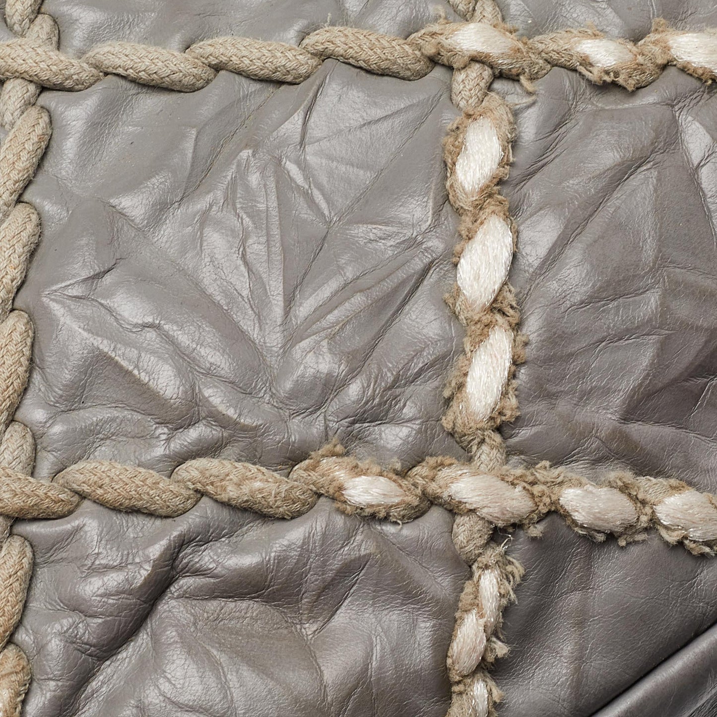 CHANEL Grey Quilted Crinkled Leather Ultra Stitch Classic Flap Bag
