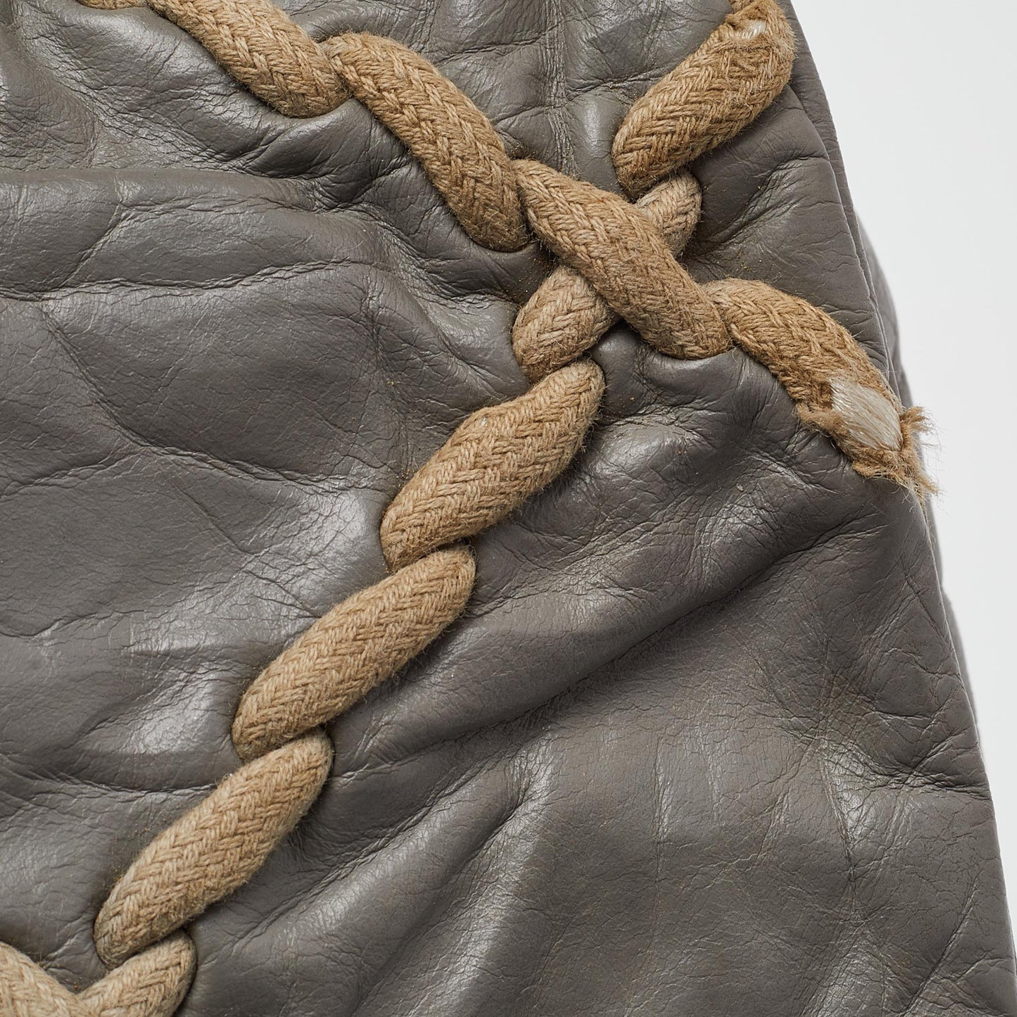 CHANEL Grey Quilted Crinkled Leather Ultra Stitch Classic Flap Bag