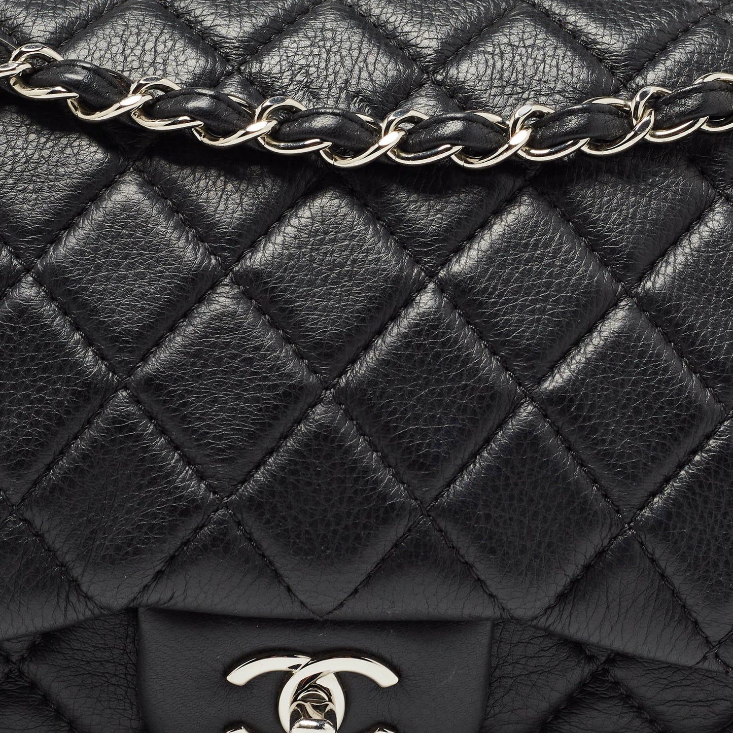CHANEL Black Quilted Leather Easy Flap Bag