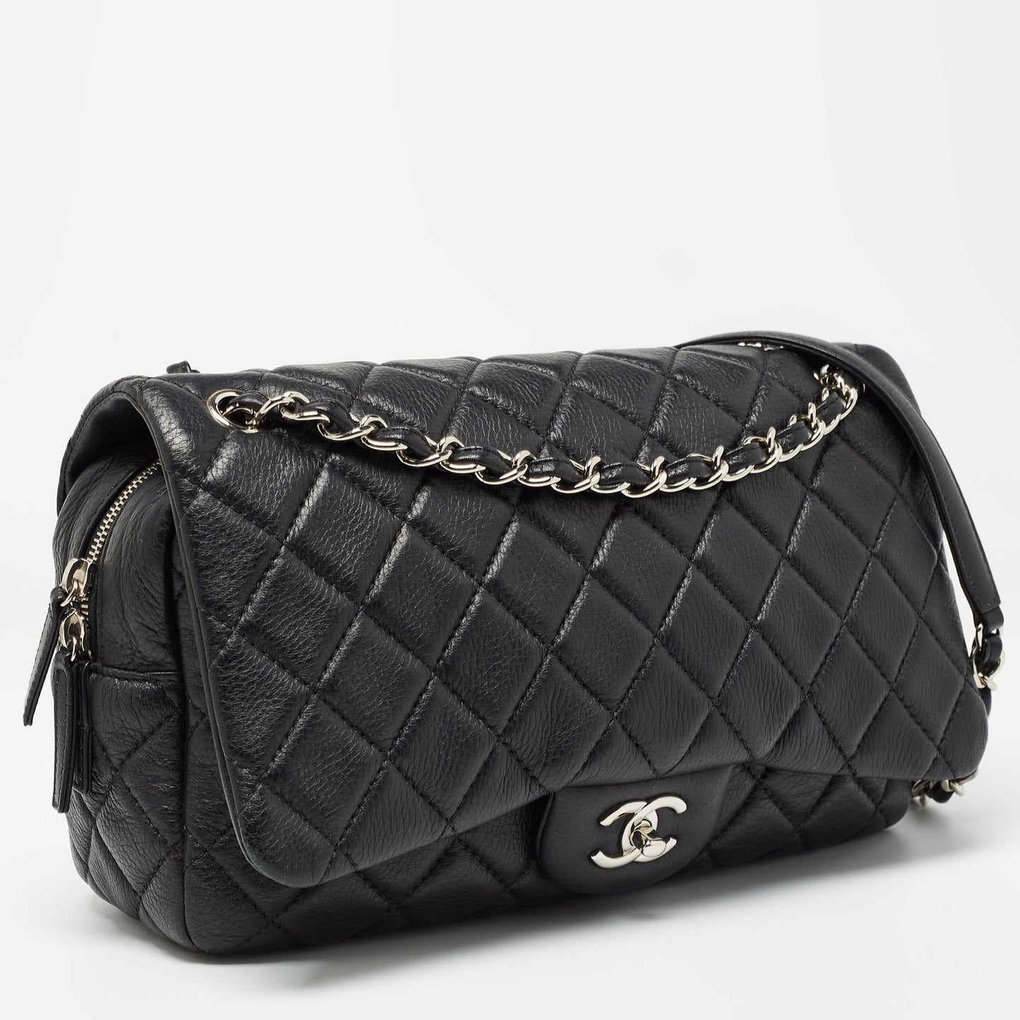 CHANEL Black Quilted Leather Easy Flap Bag