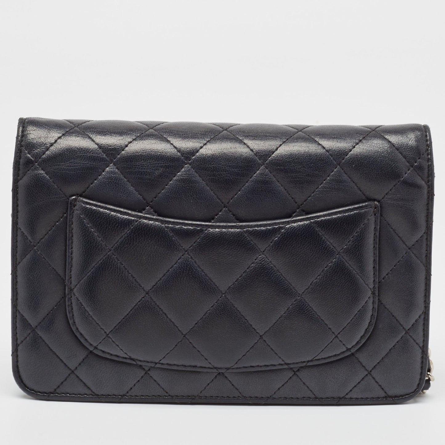 CHANEL Black Quilted Leather CC Wallet on Chain