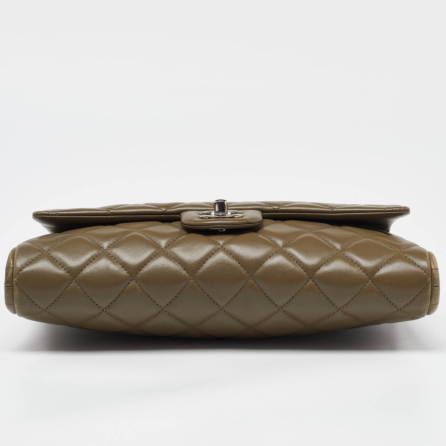 CHANEL Olive Green Quilted Leather Chain Flap Bag
