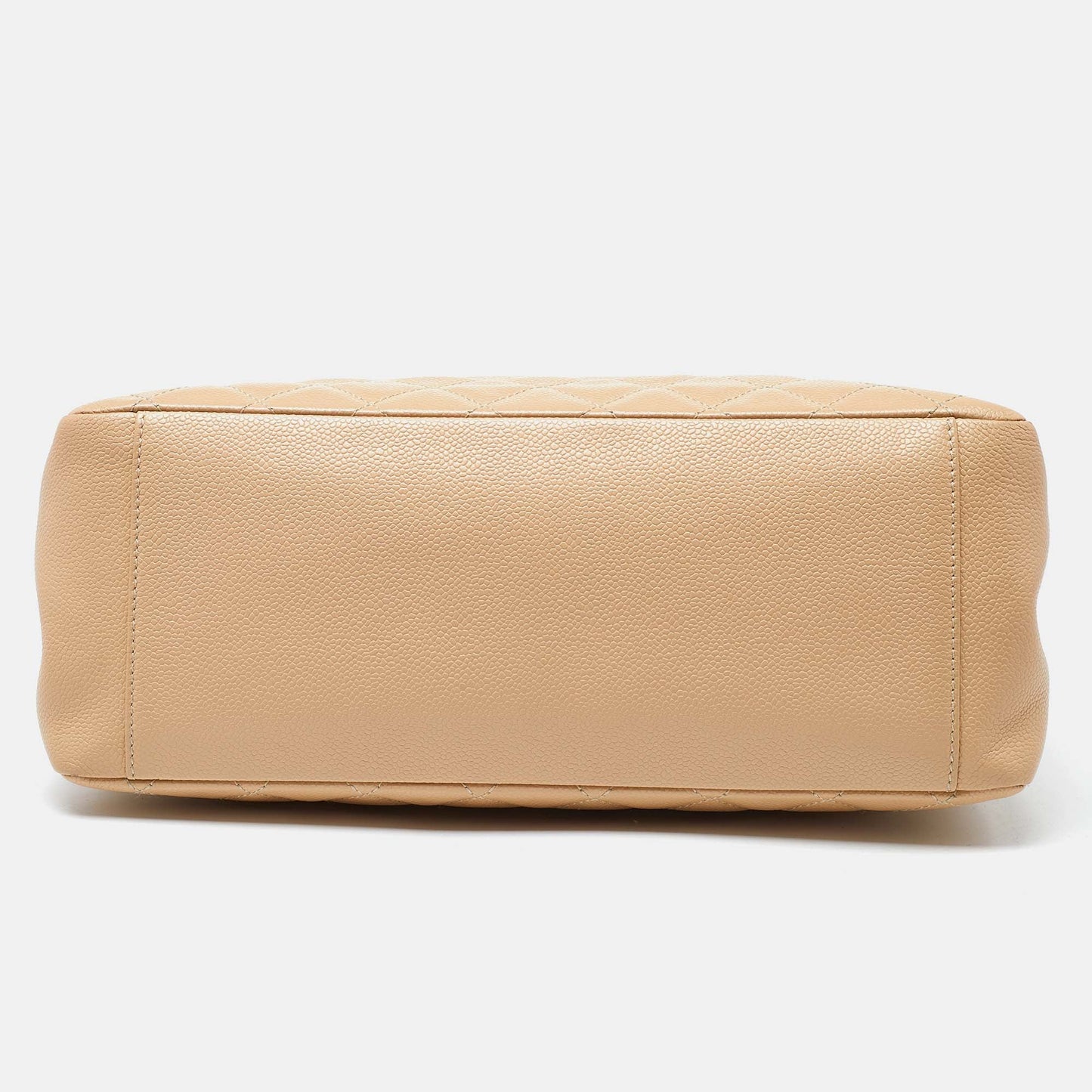 CHANEL Beige Quilted Caviar Leather Grand Shopper Tote