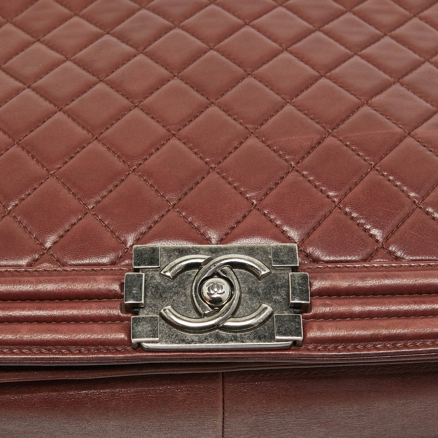 CHANEL Burgundy Quilted Leather Large Boy Bag