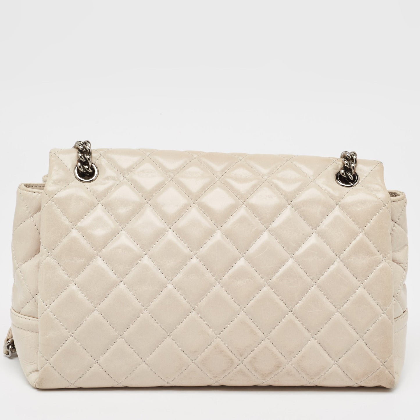 CHANEL Light Grey Quilted Leather Lady Pearly Flap Bag