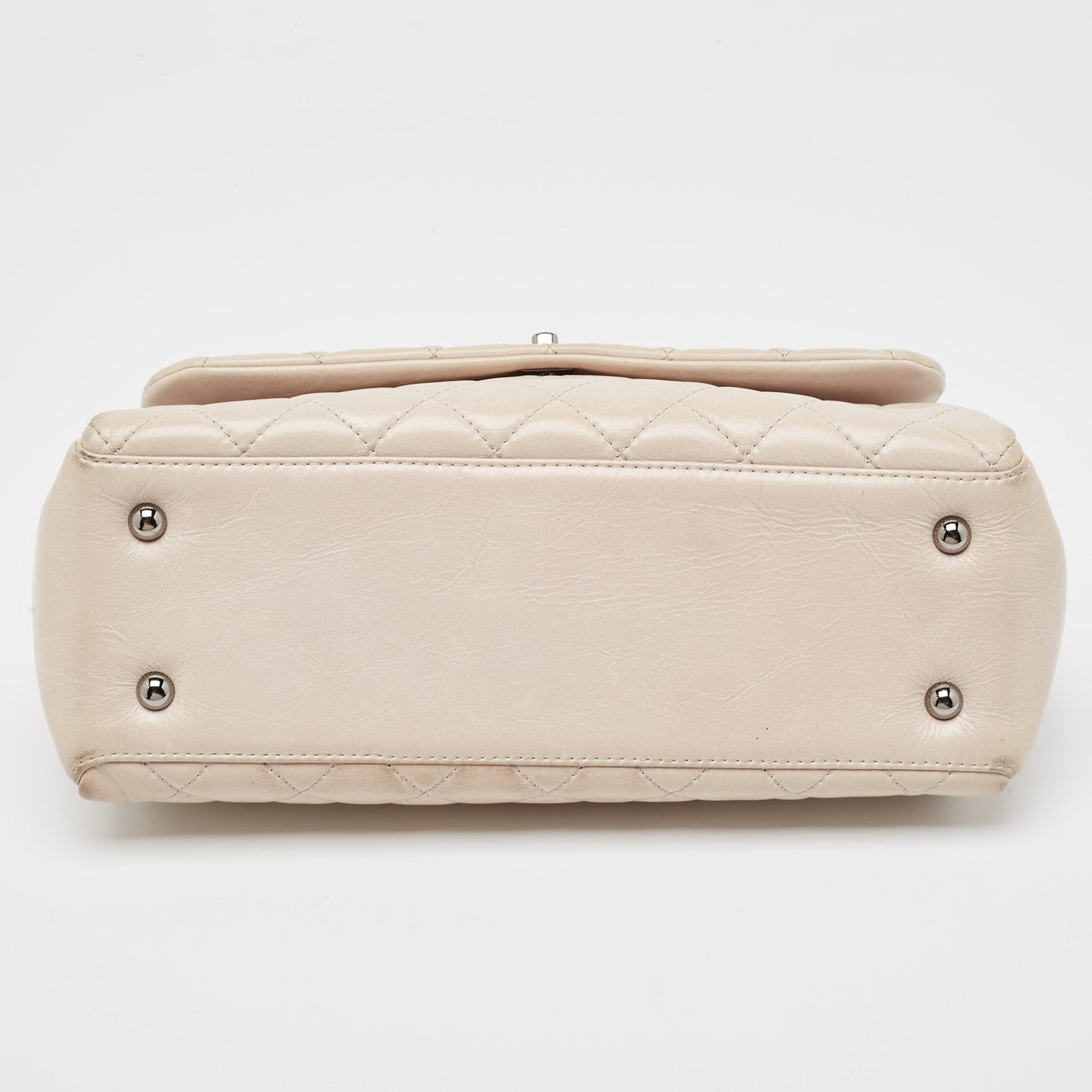 CHANEL Light Grey Quilted Leather Lady Pearly Flap Bag