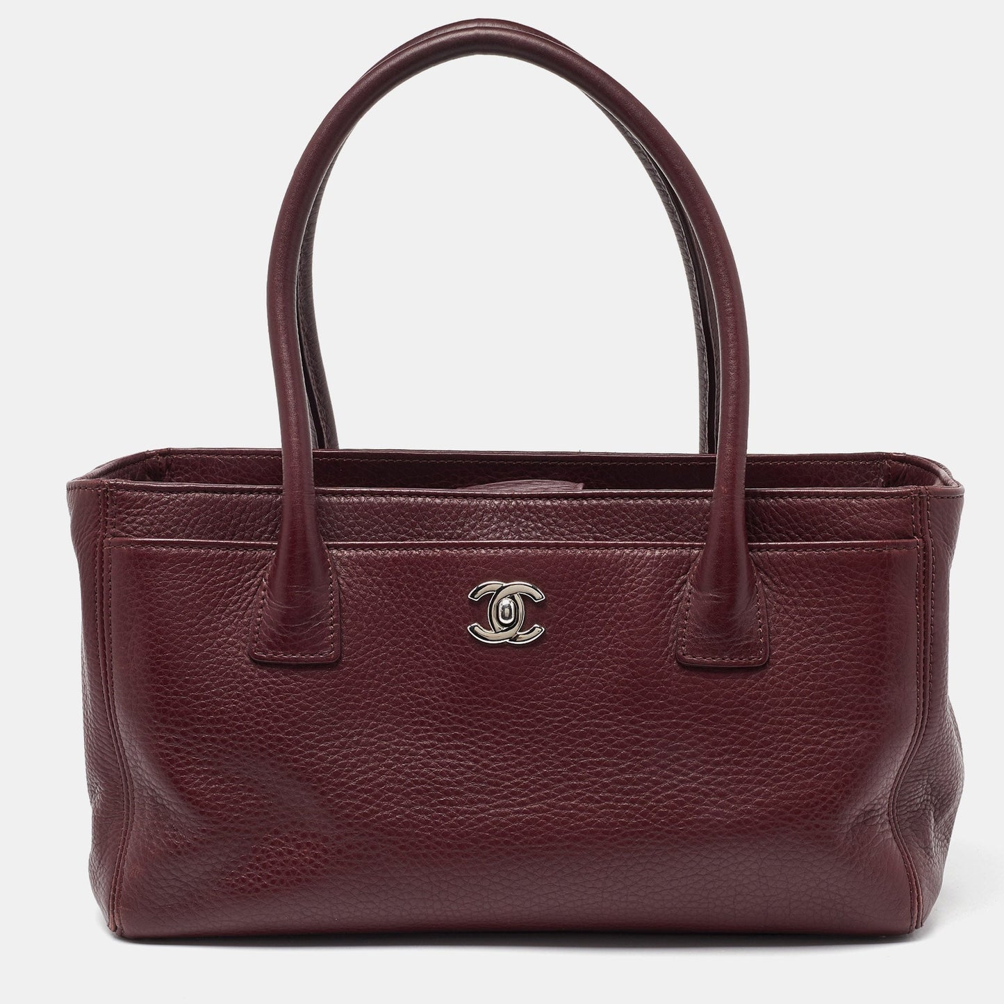 CHANEL Red Leather Small Cerf Shopper Tote
